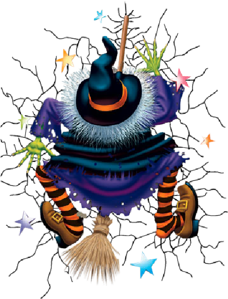 Grillerige Heks Bots Halloween Grafika Muurpapier