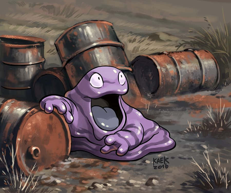 Grimer omring deur vullisvate Muurpapier