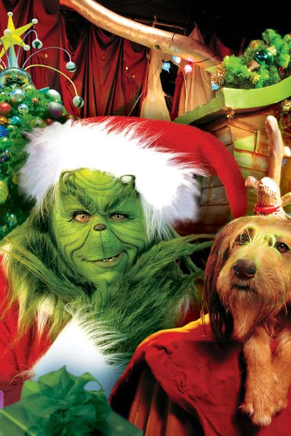 Grinch Kersfees iPhone Hond Muurpapier