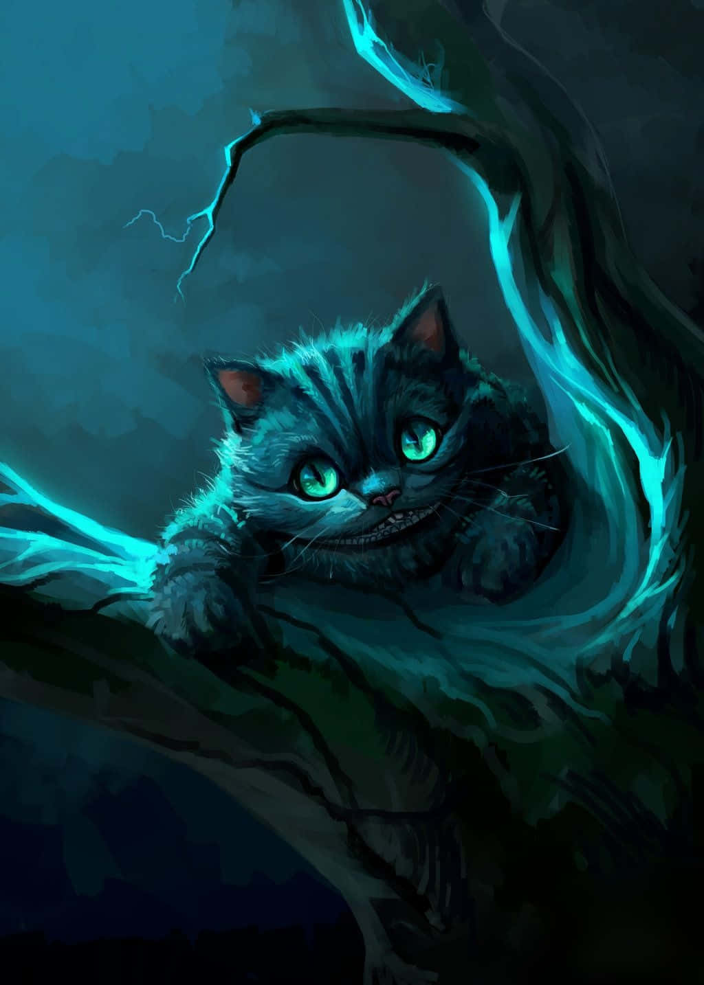 Grinsterende Cheshire Kat Muurpapier