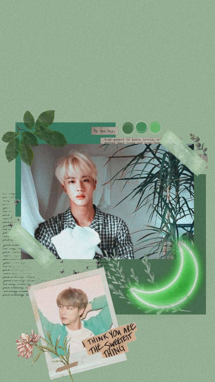 Groen BTS Estetiese Jin Muurpapier