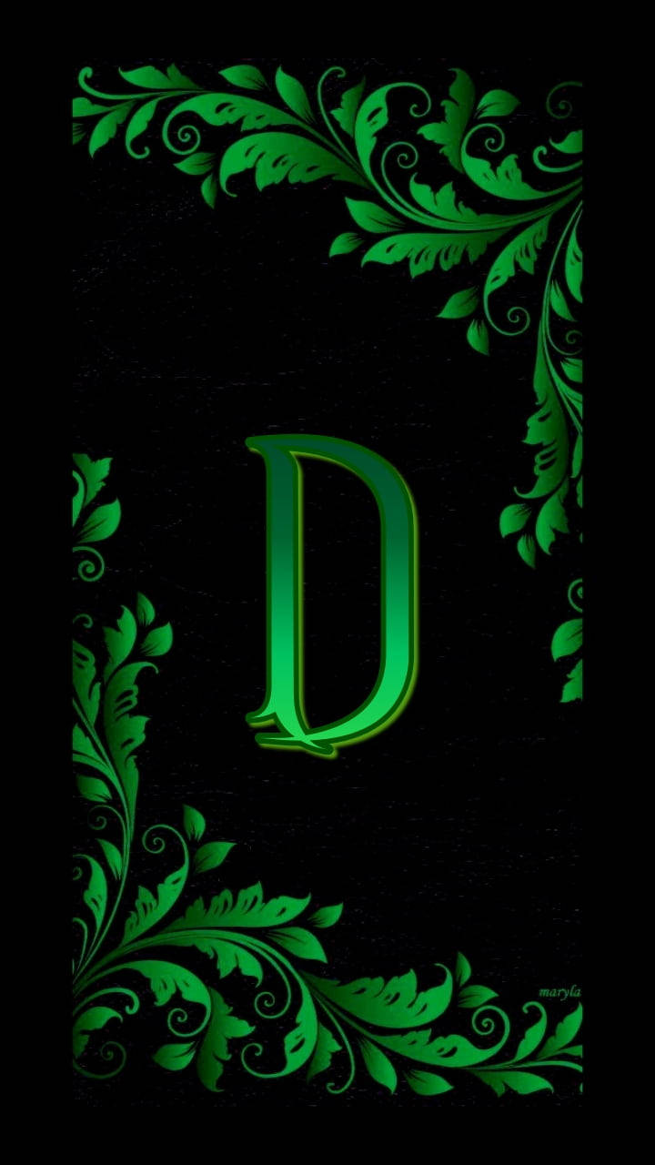 Groen Estetiese Letter D Foon Muurpapier