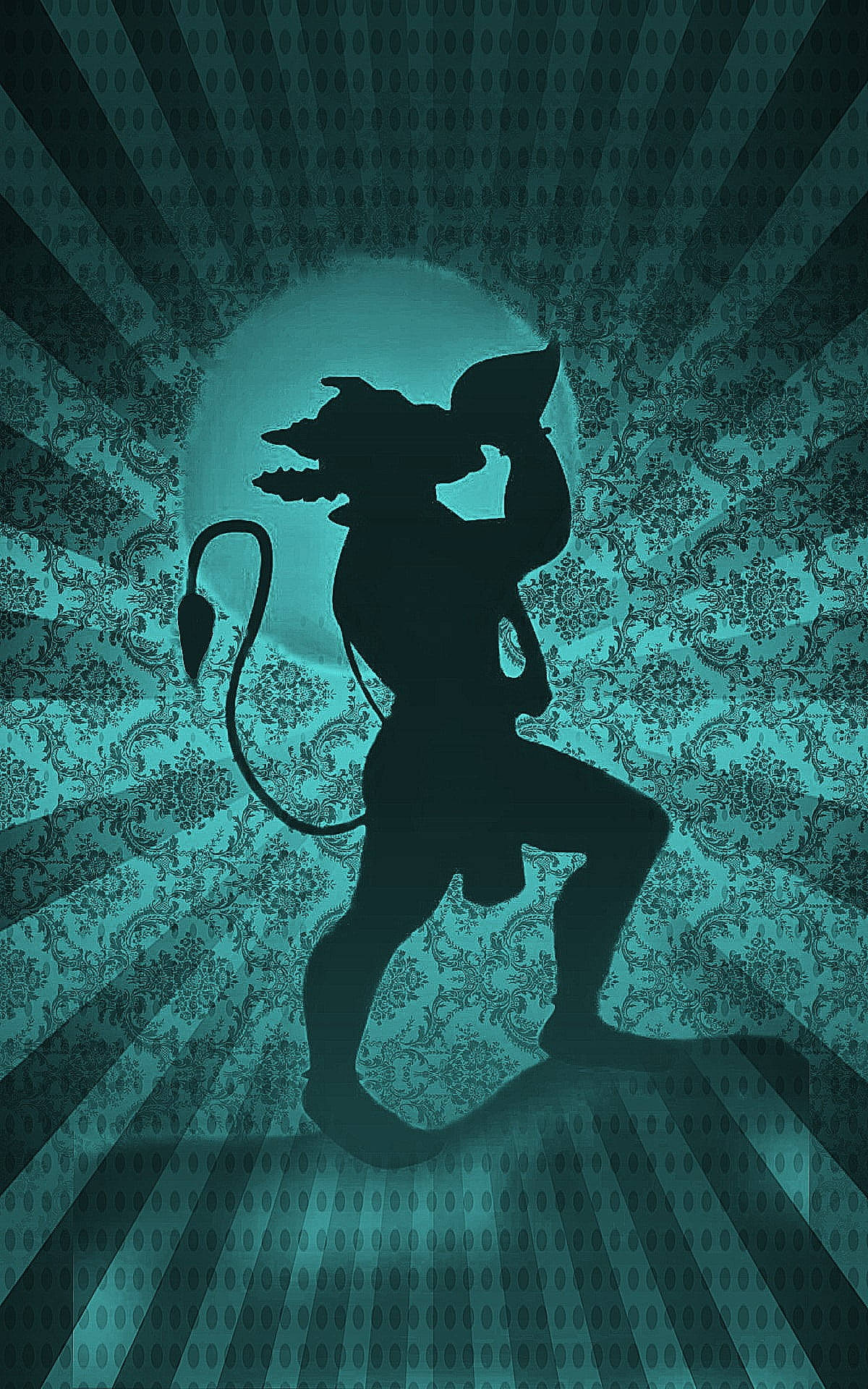 Groen God Hanuman met Skulp Muurpapier