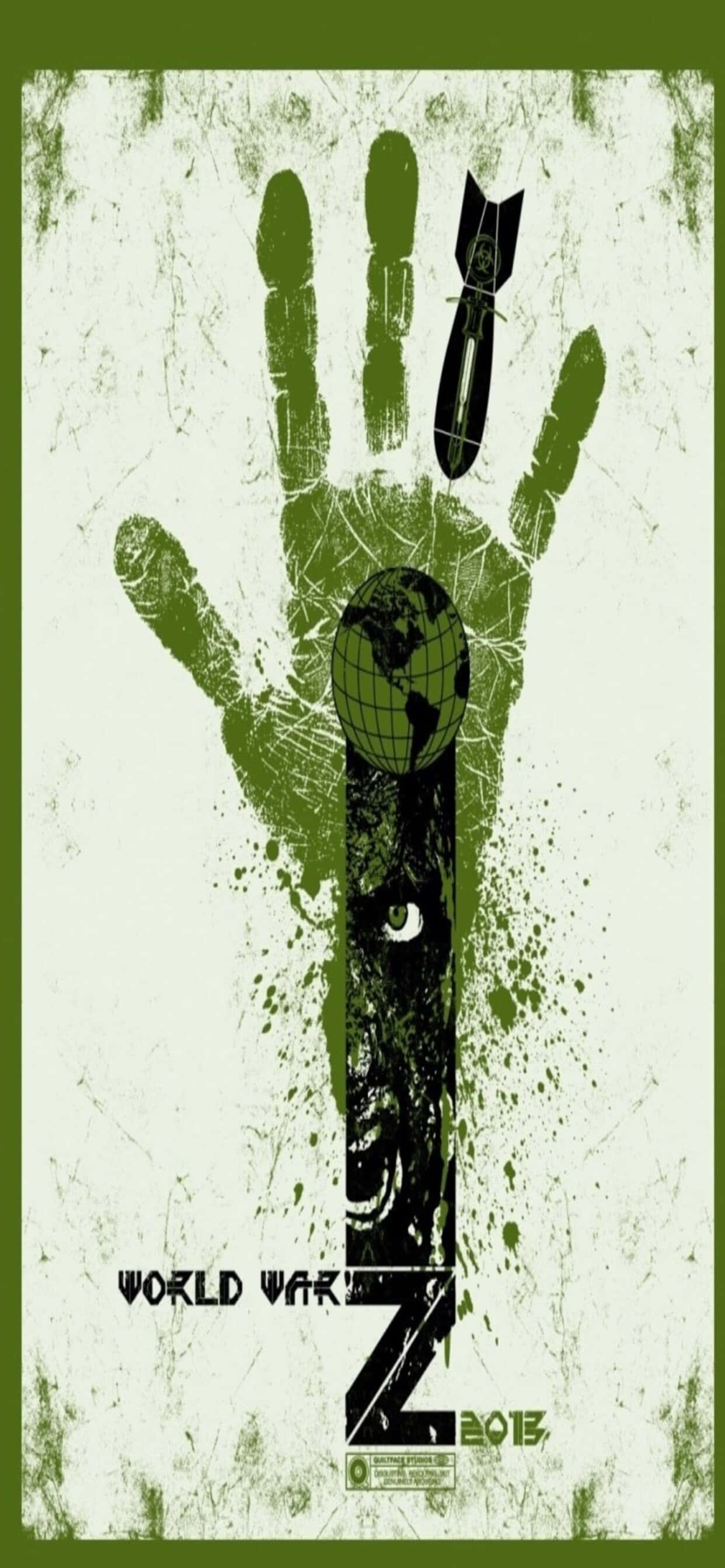 Groen Handafdruk iPhone XS Max World War Z Agtergrond Muurpapier