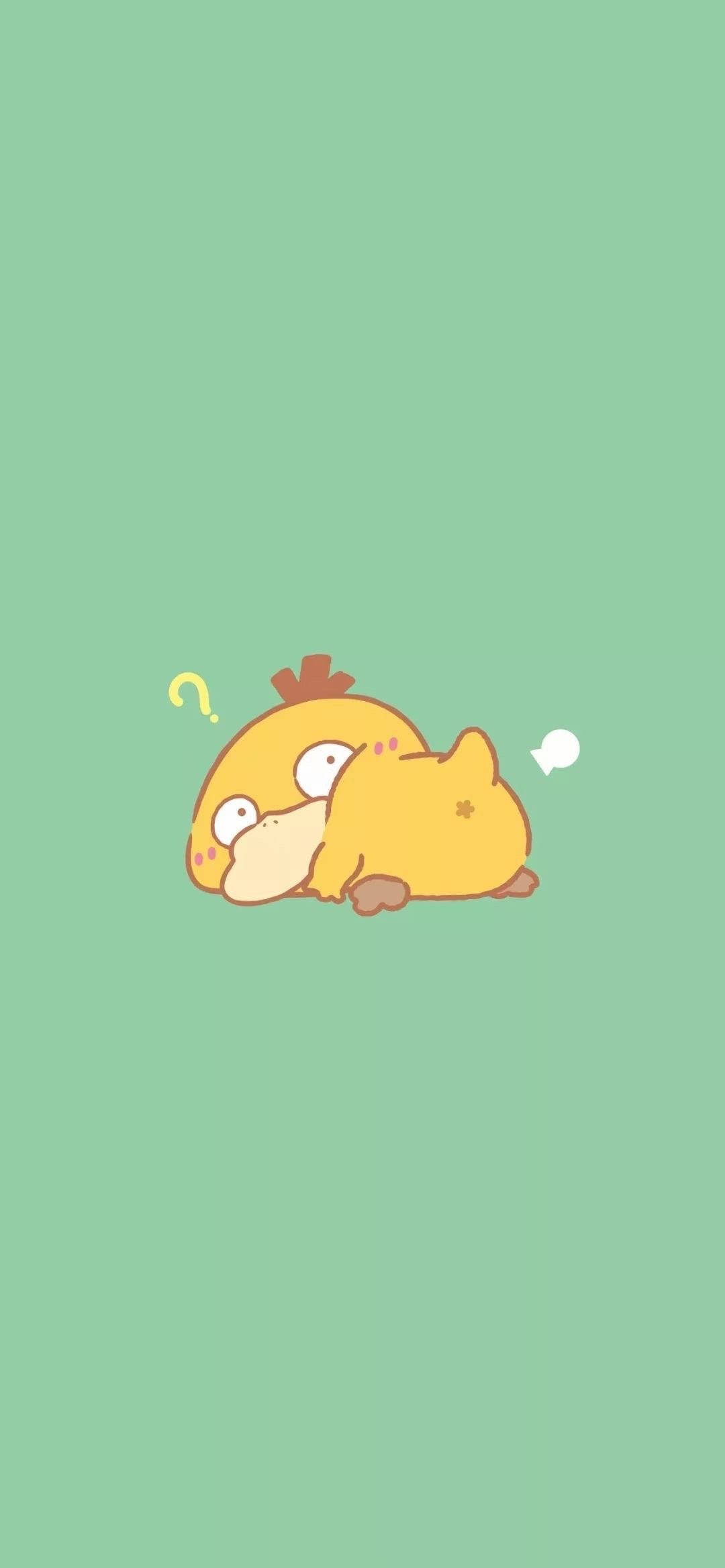 Groen Pastel Psyduck Foon Muurpapier