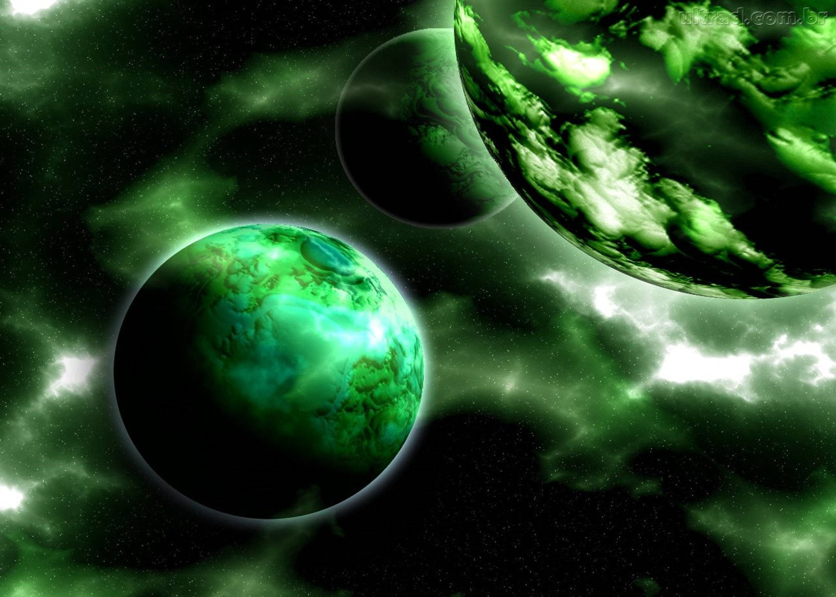 Groen Ruimte Gloeistelsel Muurpapier