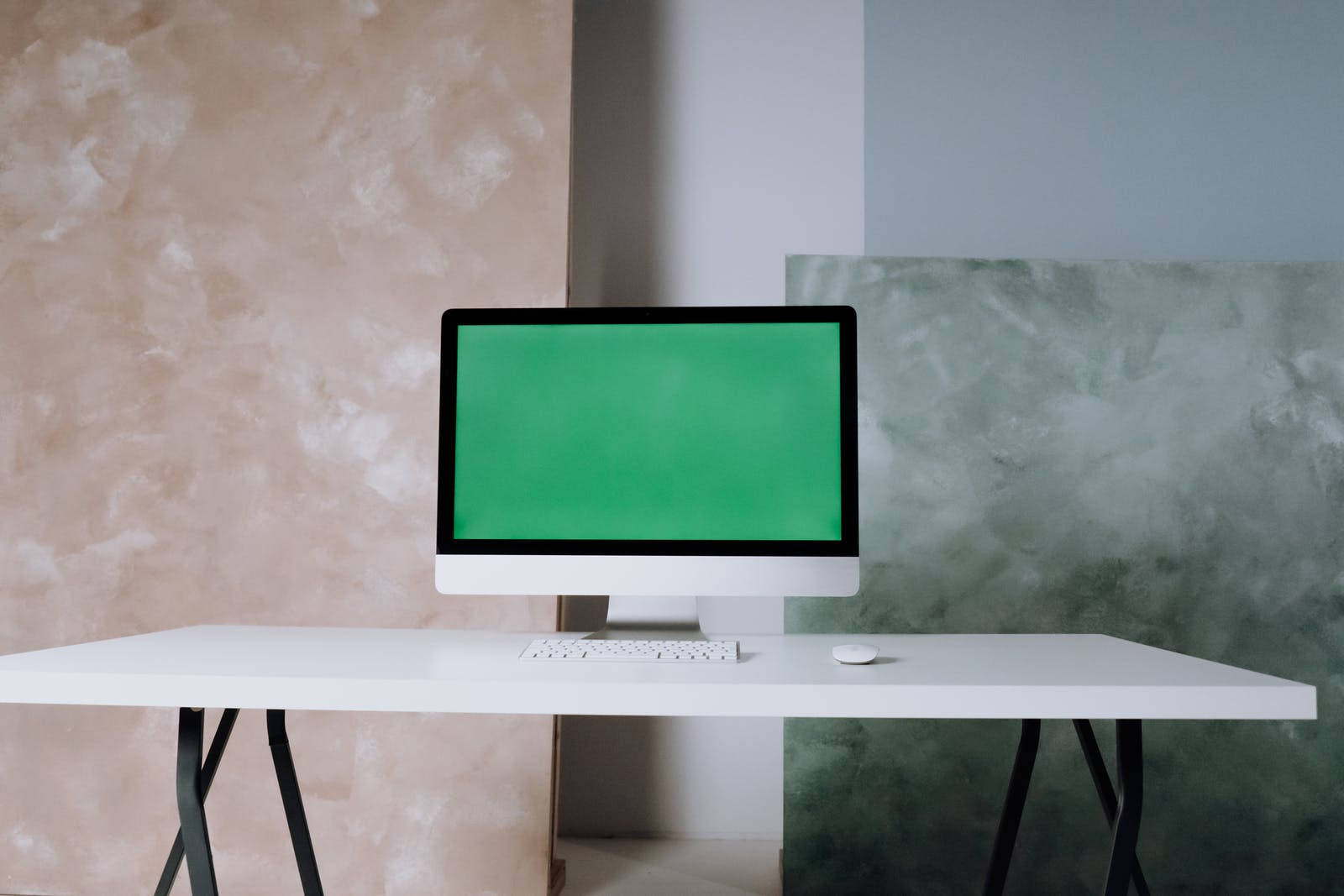 Groen Skerm iMac in Kantoor Muurpapier