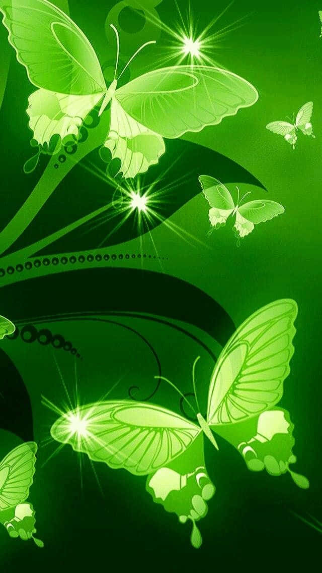 Groen Skoenlapper Groen Plant Estetika Muurpapier