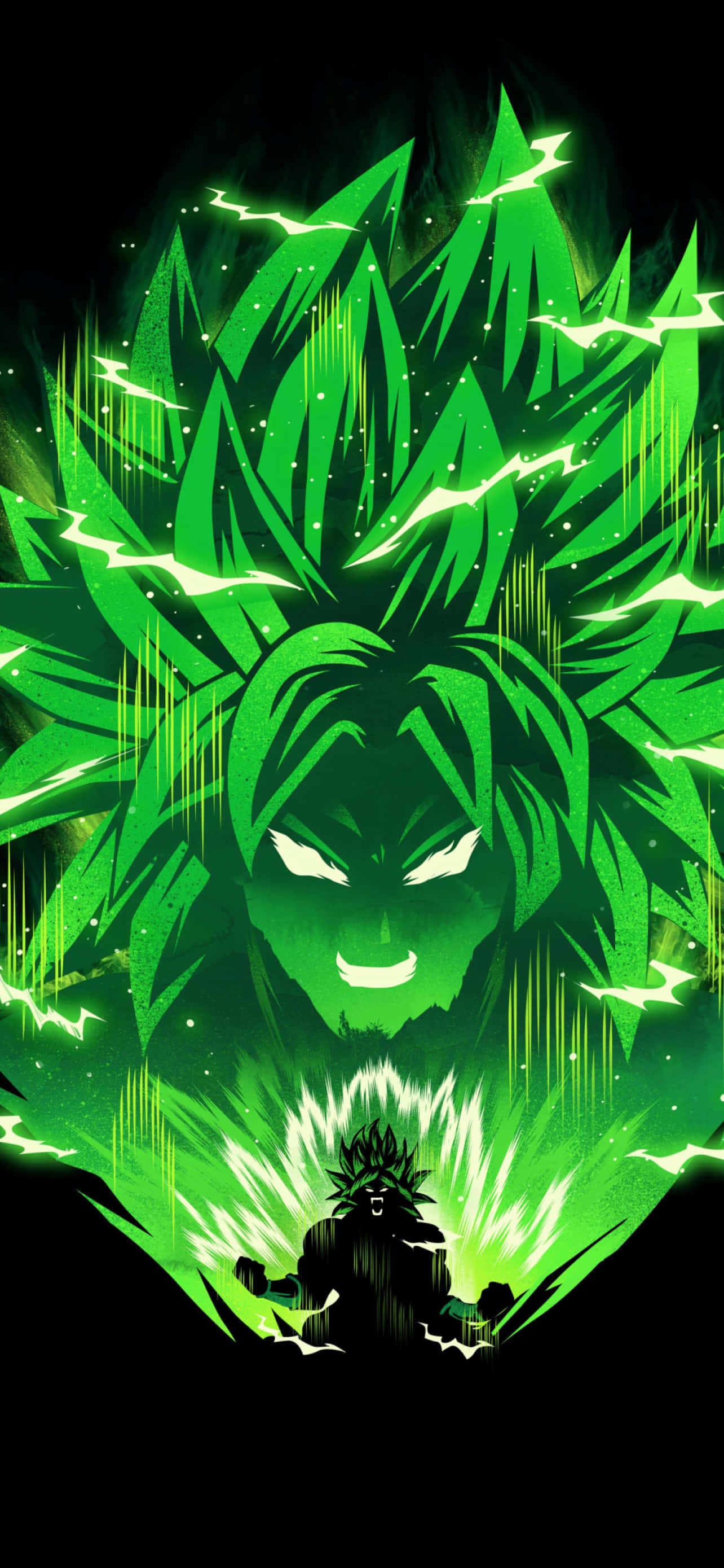 Groen Super Saiyan Broly iPhone Muurpapier