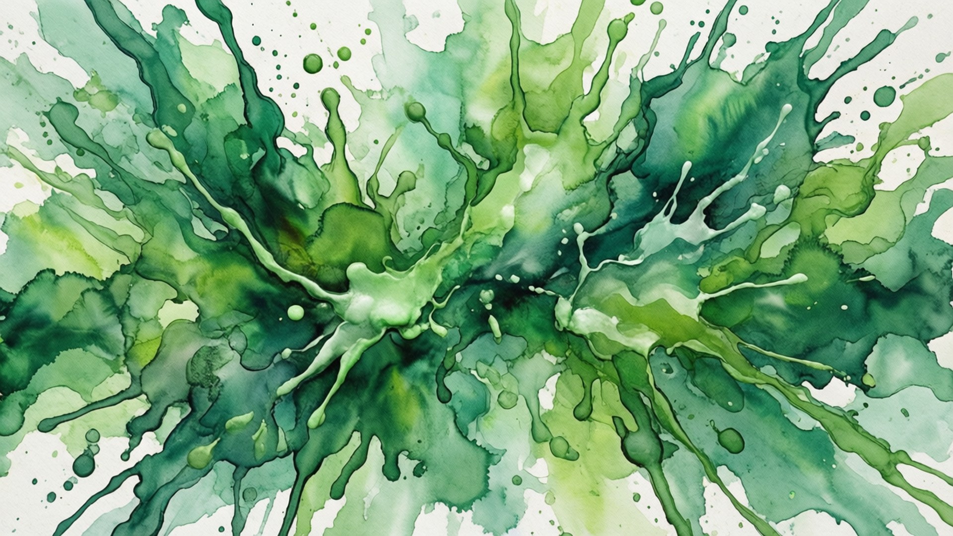 Groen Waterverf Abstraksie Muurpapier