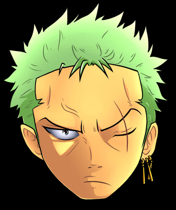 Groenharige Anime Karakter Portret Muurpapier