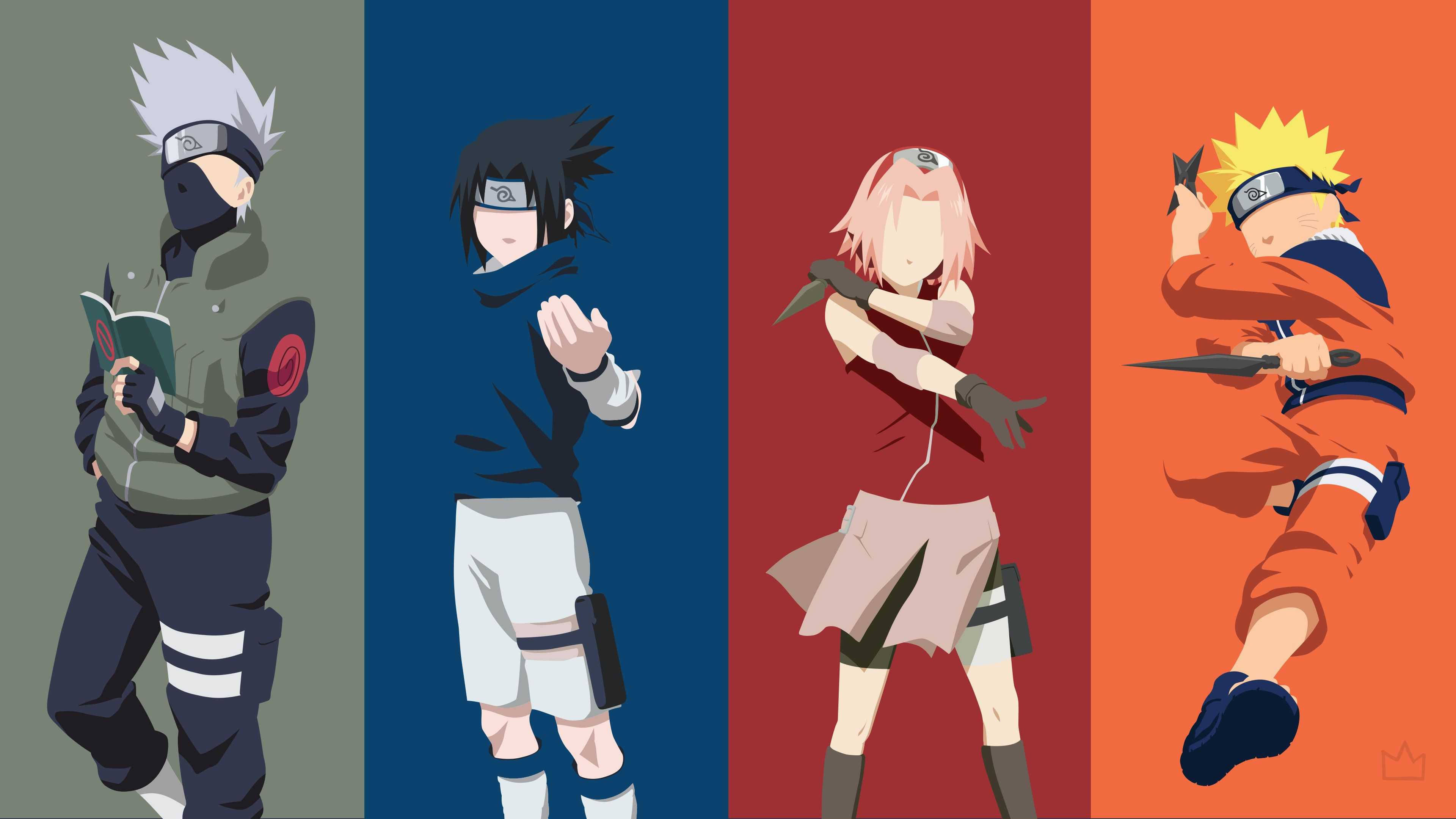 Groep Naruto Span 7 Minimalisties Muurpapier