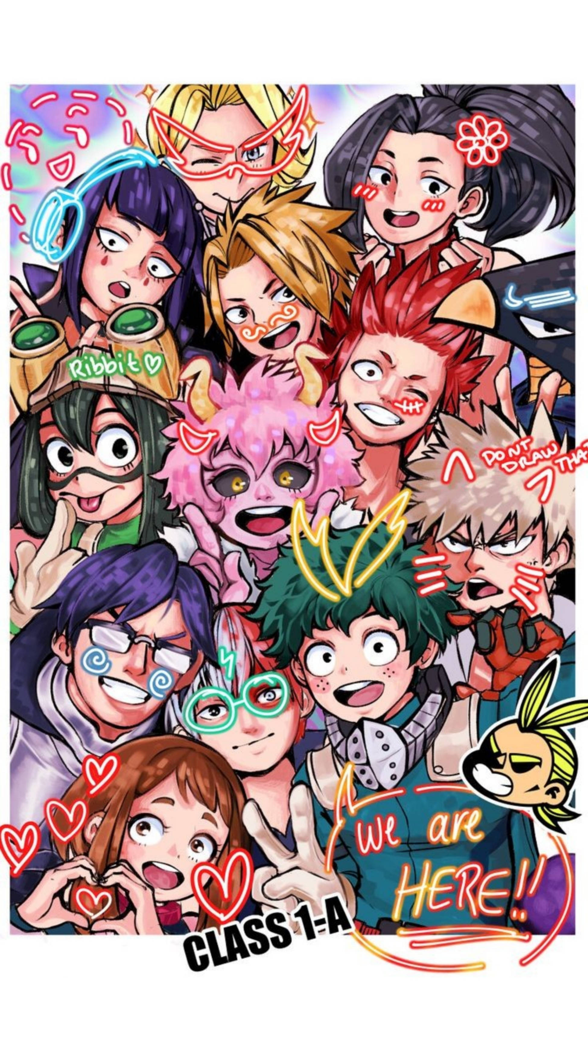 Groepsfoto van Klas 1-A My Hero Academia iPhone Muurpapier