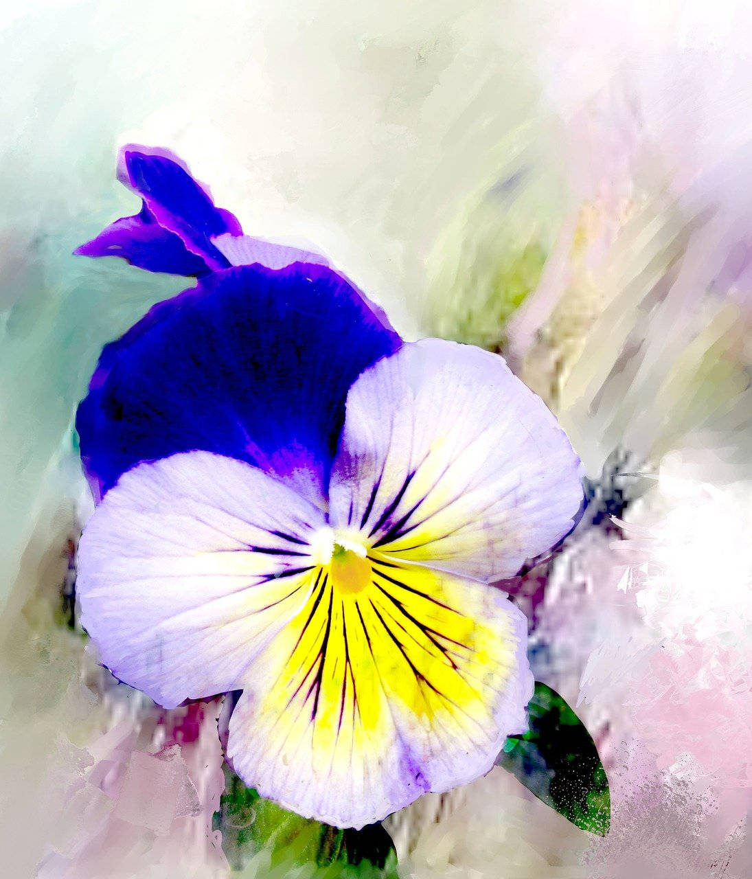 Groot bloeiende pansy digitale kuns Muurpapier
