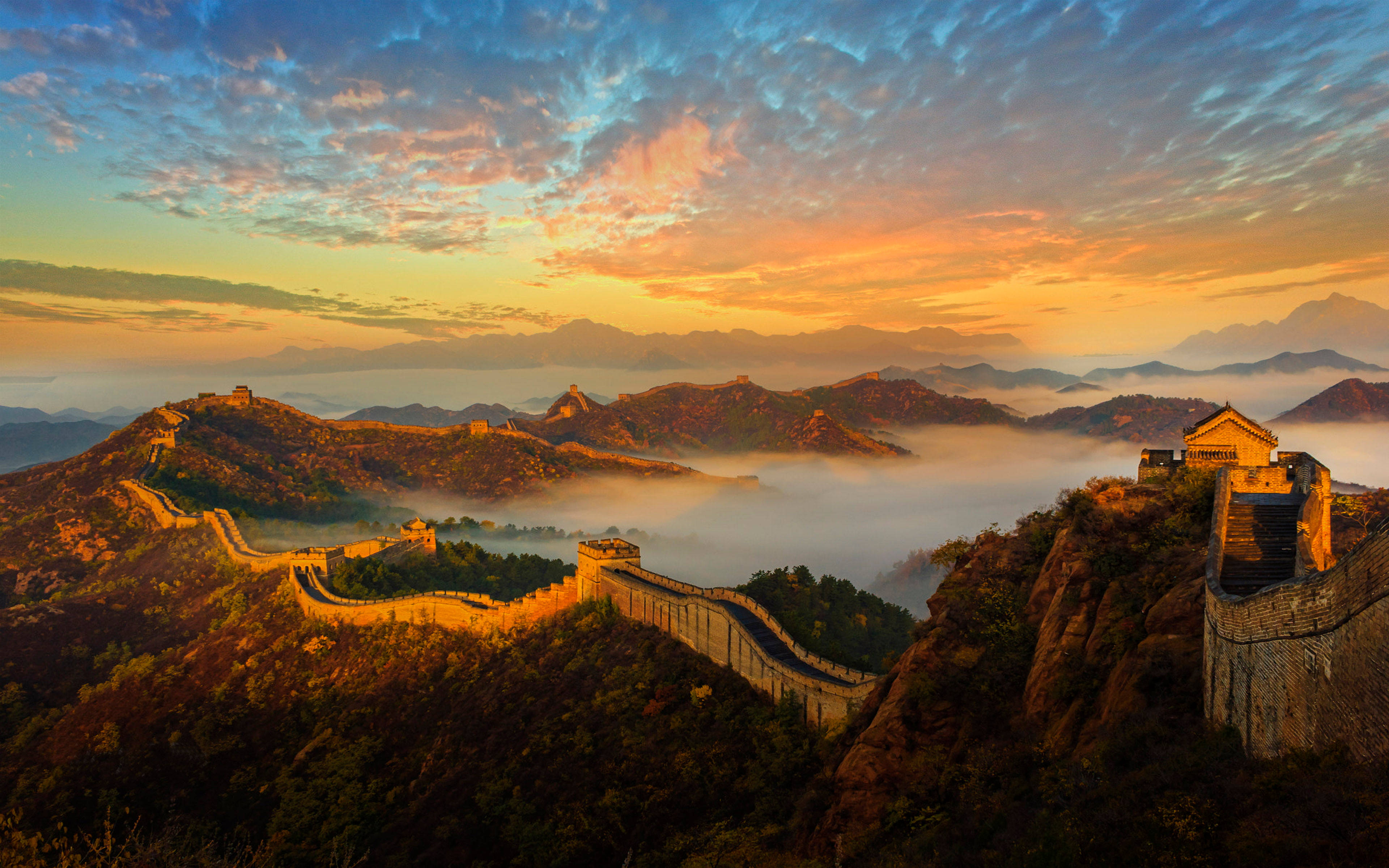 Groot Muur van China tydens Goue Ure Muurpapier