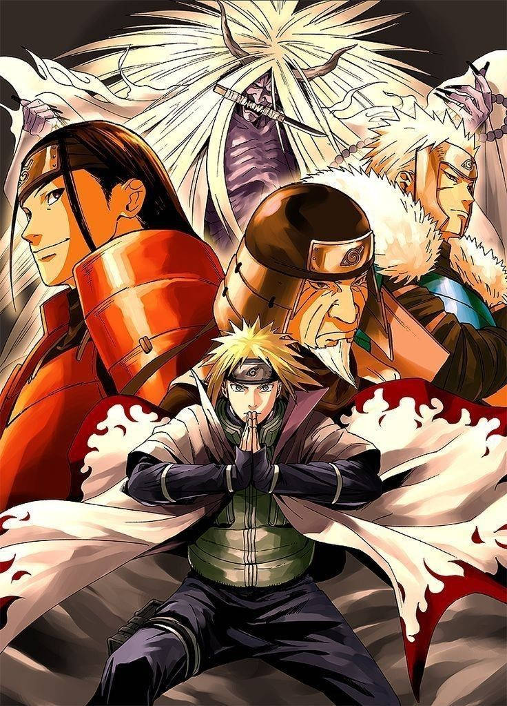 Groot Naruto Hokage en Dood Grimmer Illustrasie Muurpapier