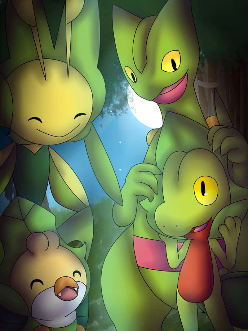 Grovyle Met Groen Pokemon Muurpapier