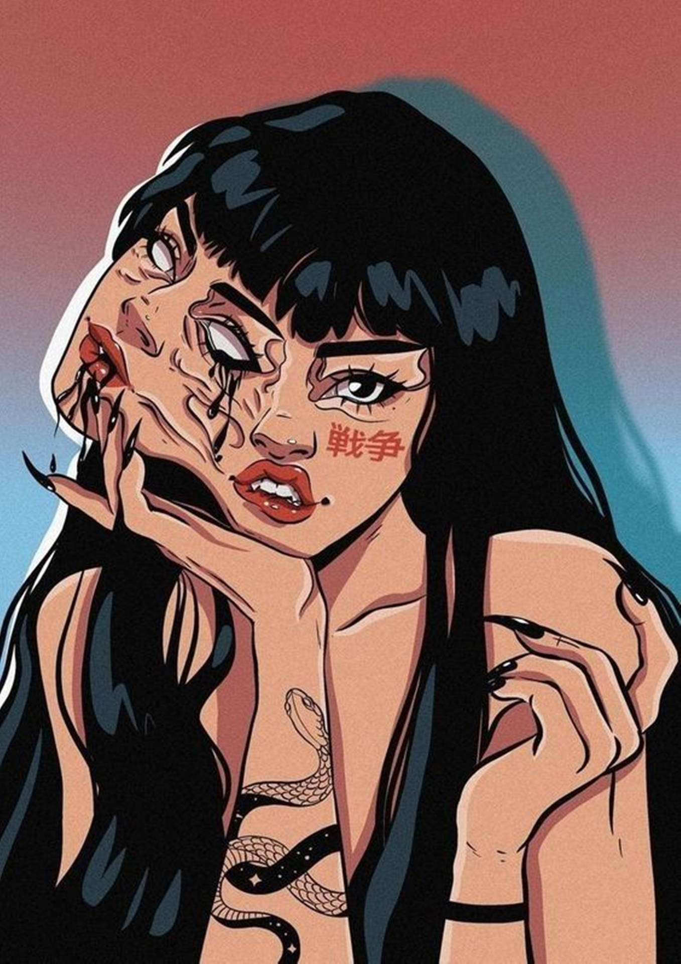 Grunge Estetiek Unieke Koel PFP Digitale Kuns