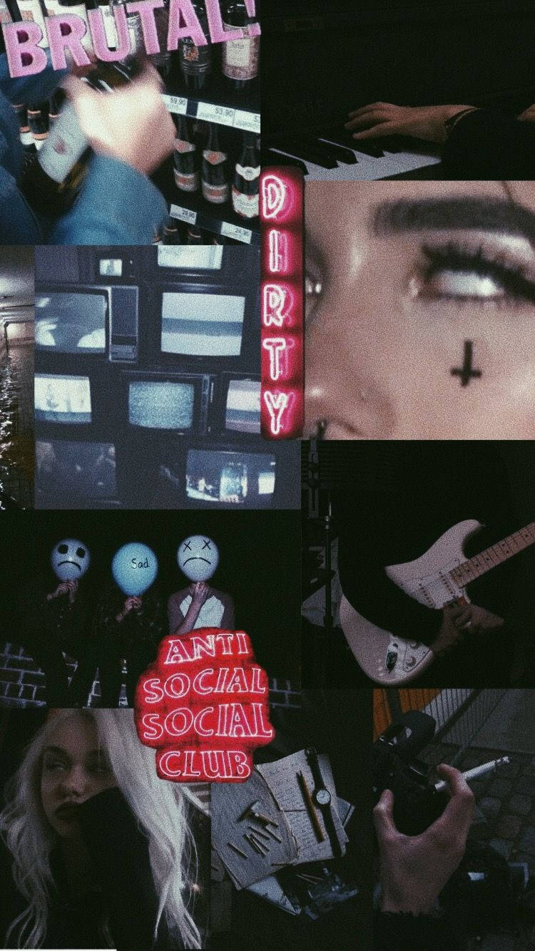 Grungy E-Girl Estetiese Collage Muurpapier