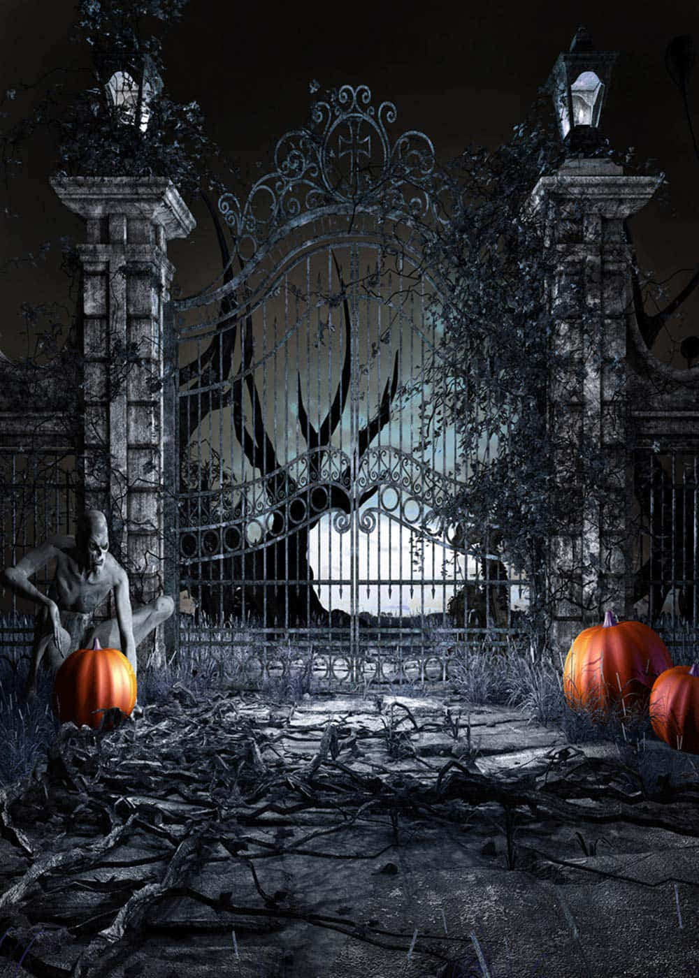 Gruselige Halloween prente Muurpapier