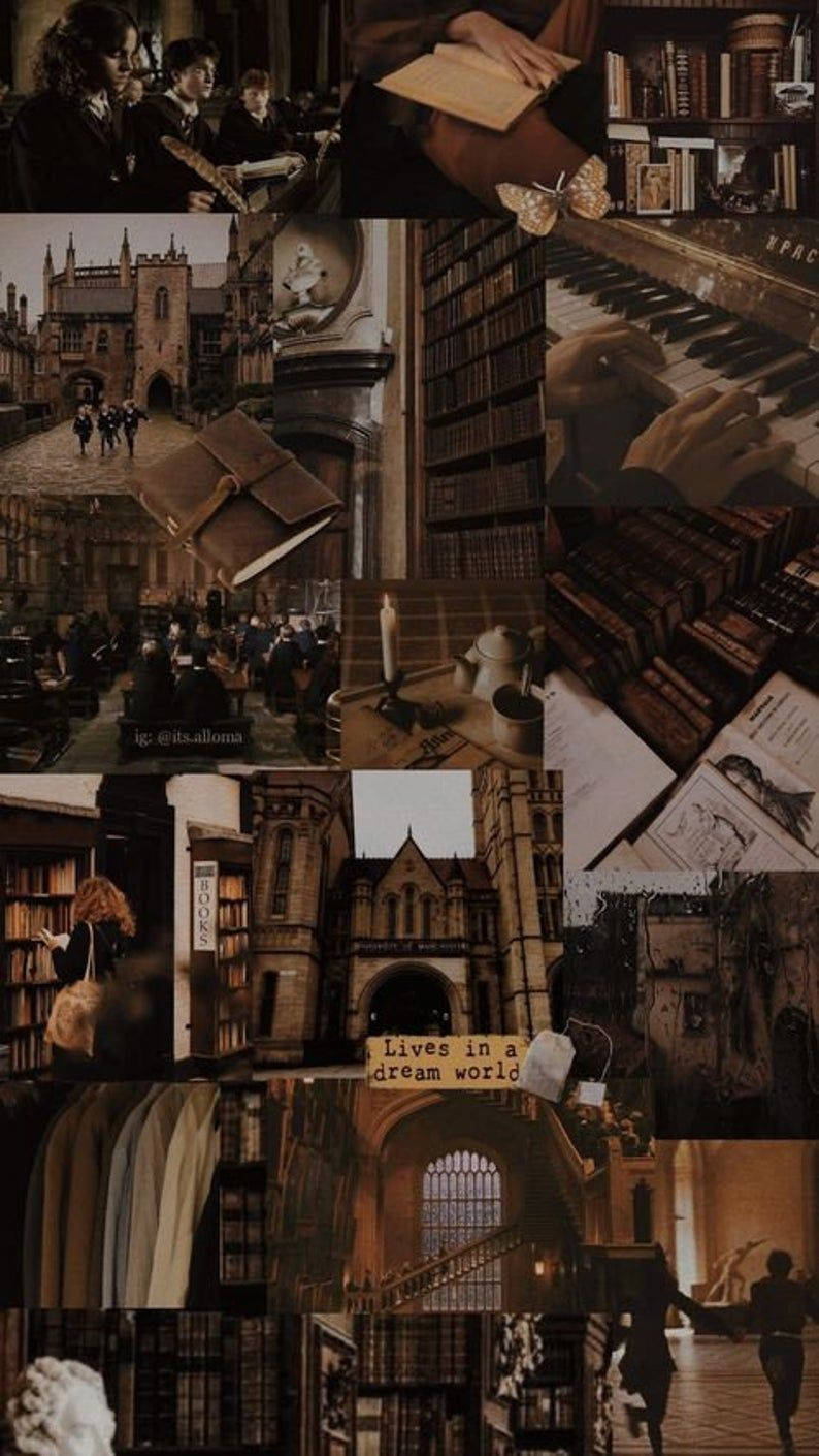 Grys en Donker Akademiese Estetika Collage Muurpapier