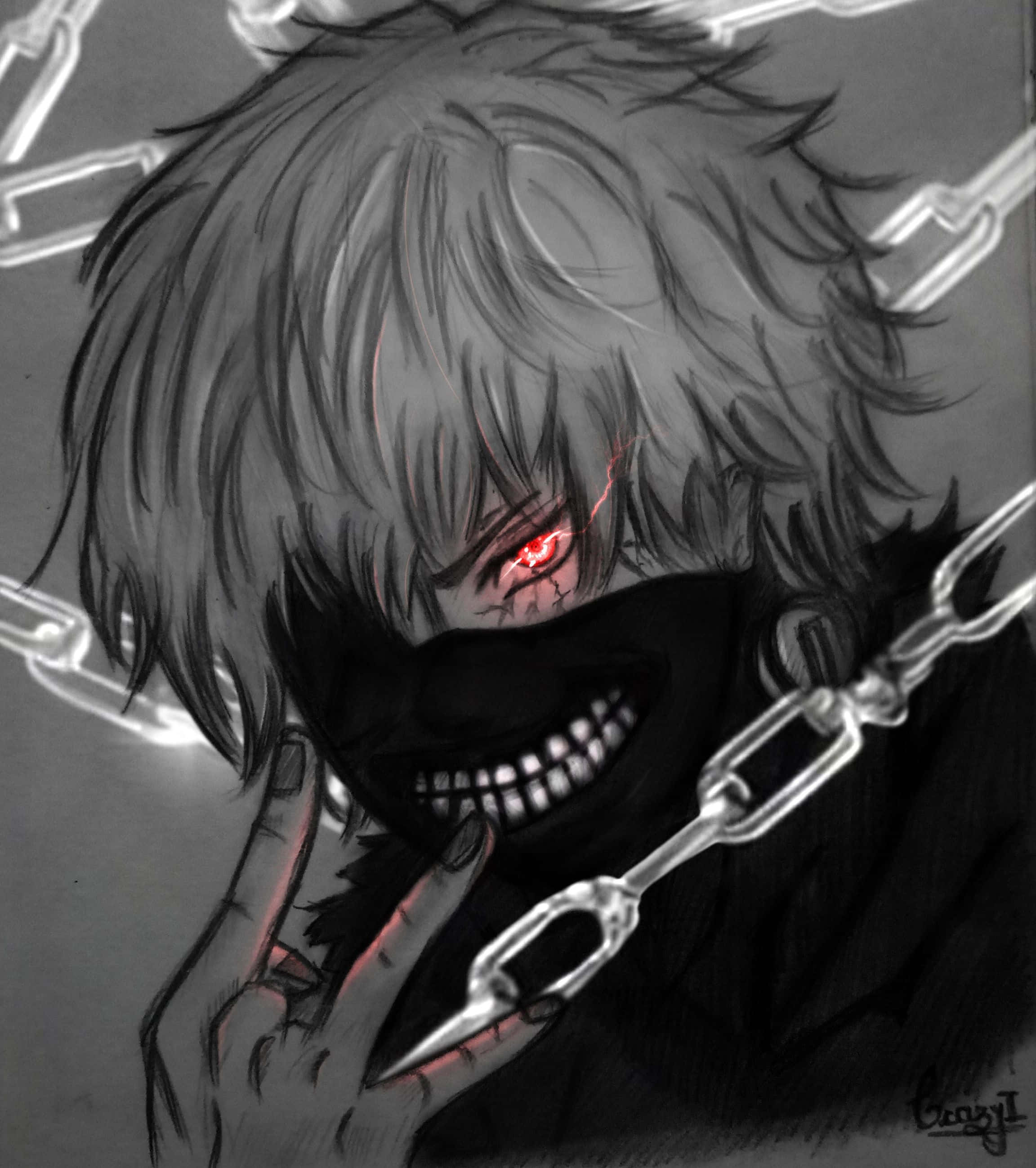Grys skaal Kaneki PFP Muurpapier