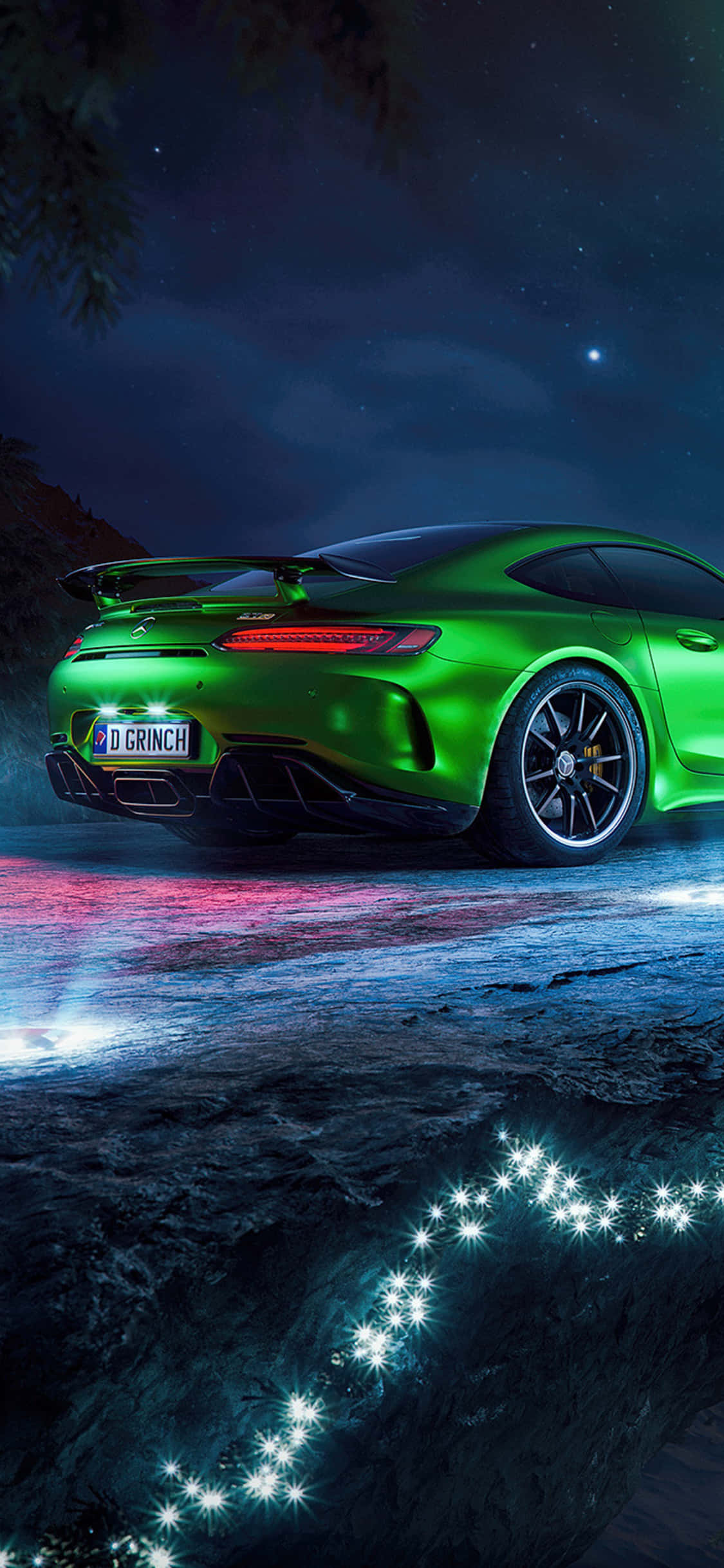 GT R Groen iPhone Xs Mercedes AMG Agtergrond Muurpapier