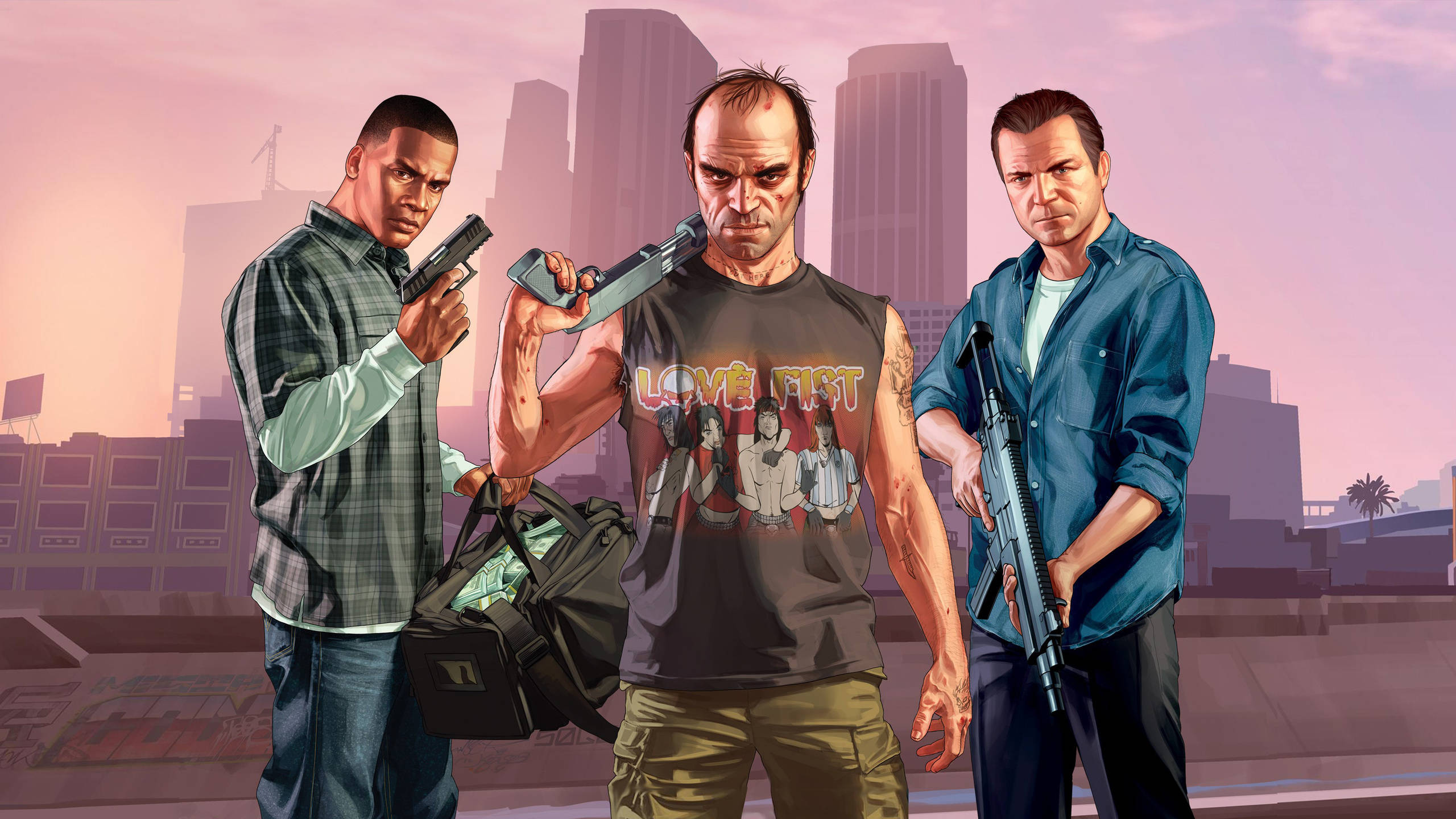 GTA 5 2560x1440 Slegte Karakters Muurpapier