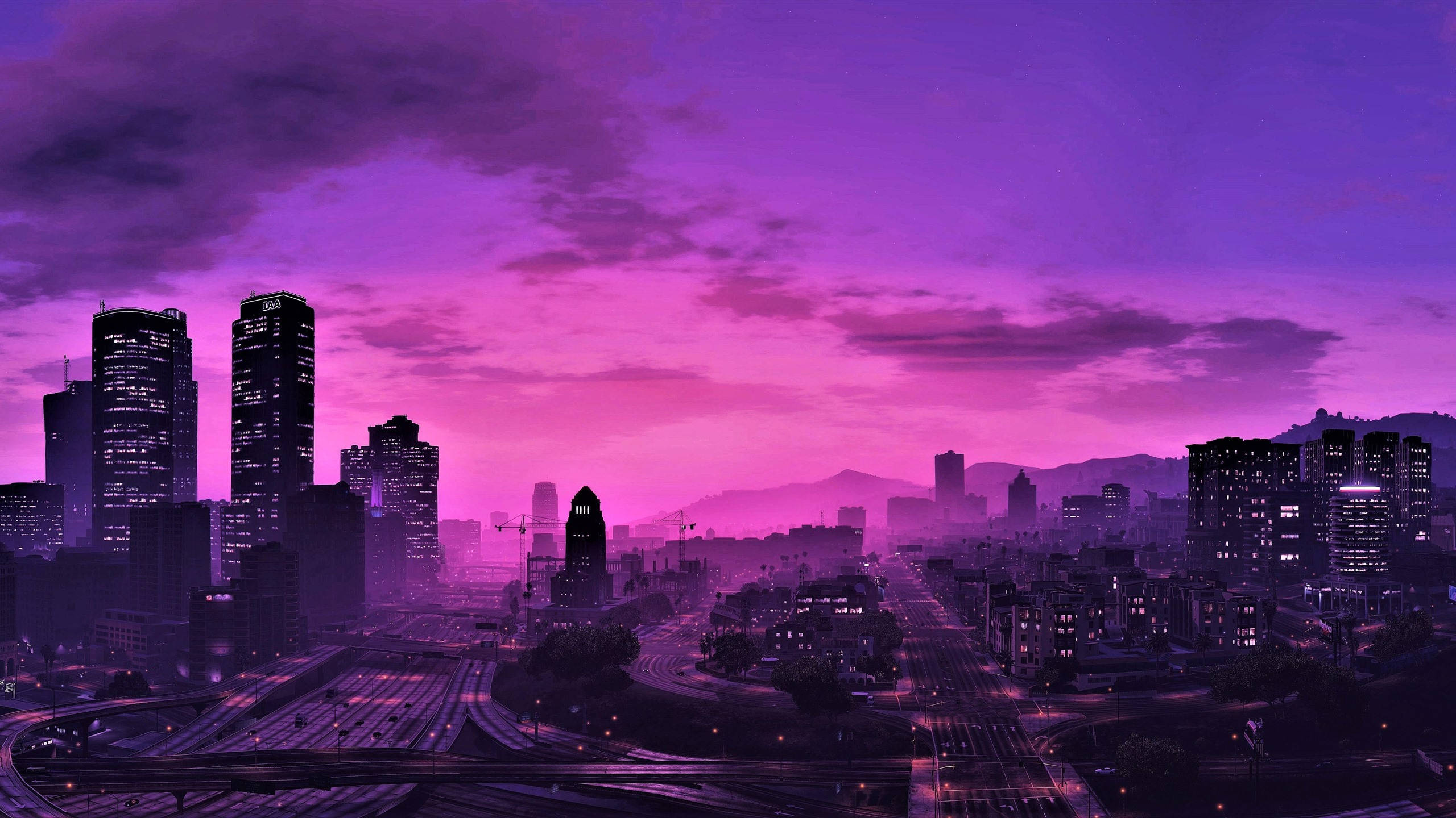 GTA 5 2560x1440 Nagtelike Pers Lug Muurpapier