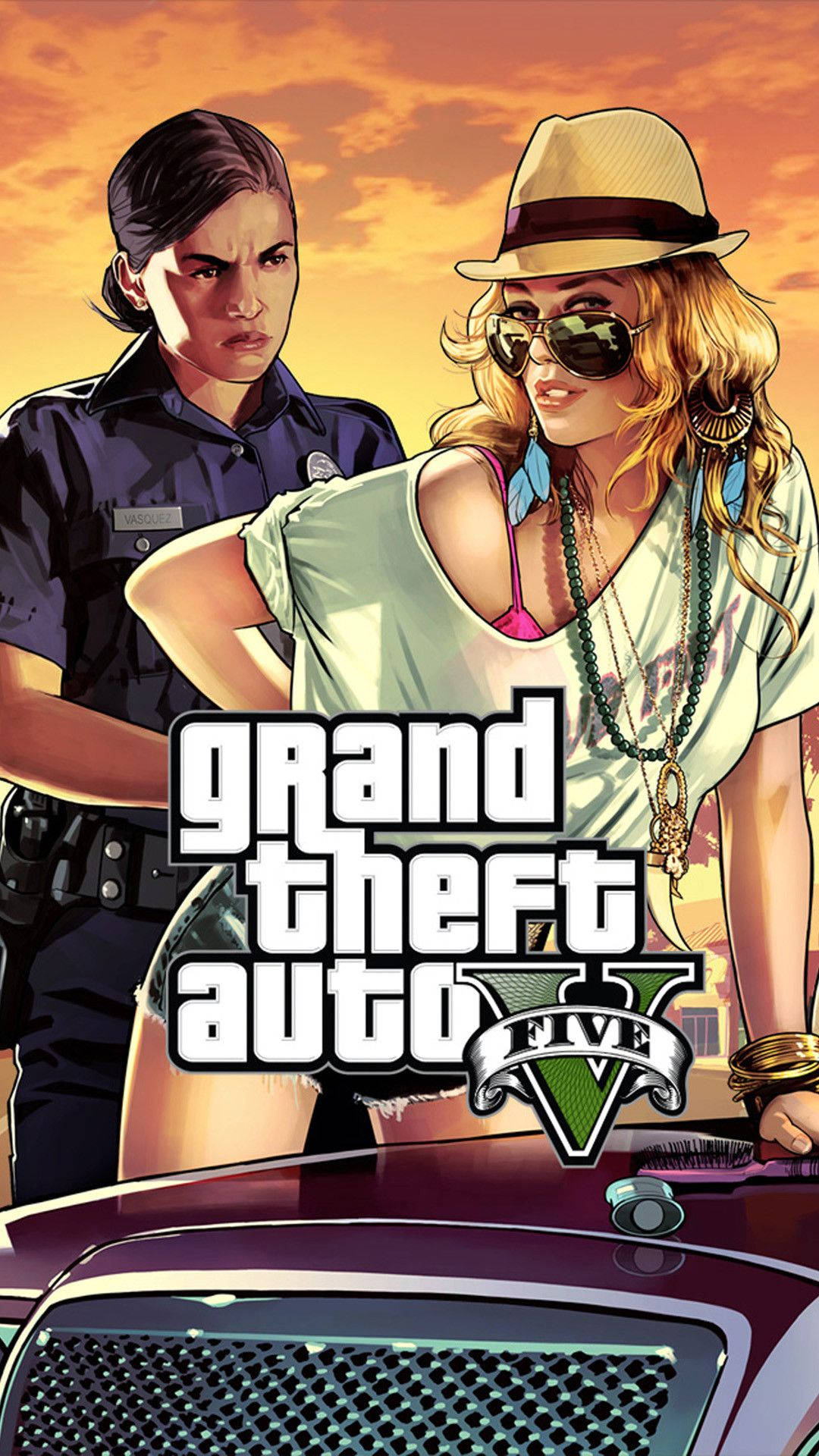 GTA 5 Telefoon Meisie Polisiebeampte Muurpapier