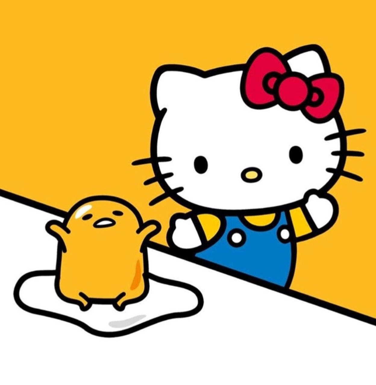 Gudetama en Hello Kitty PFP Muurpapier