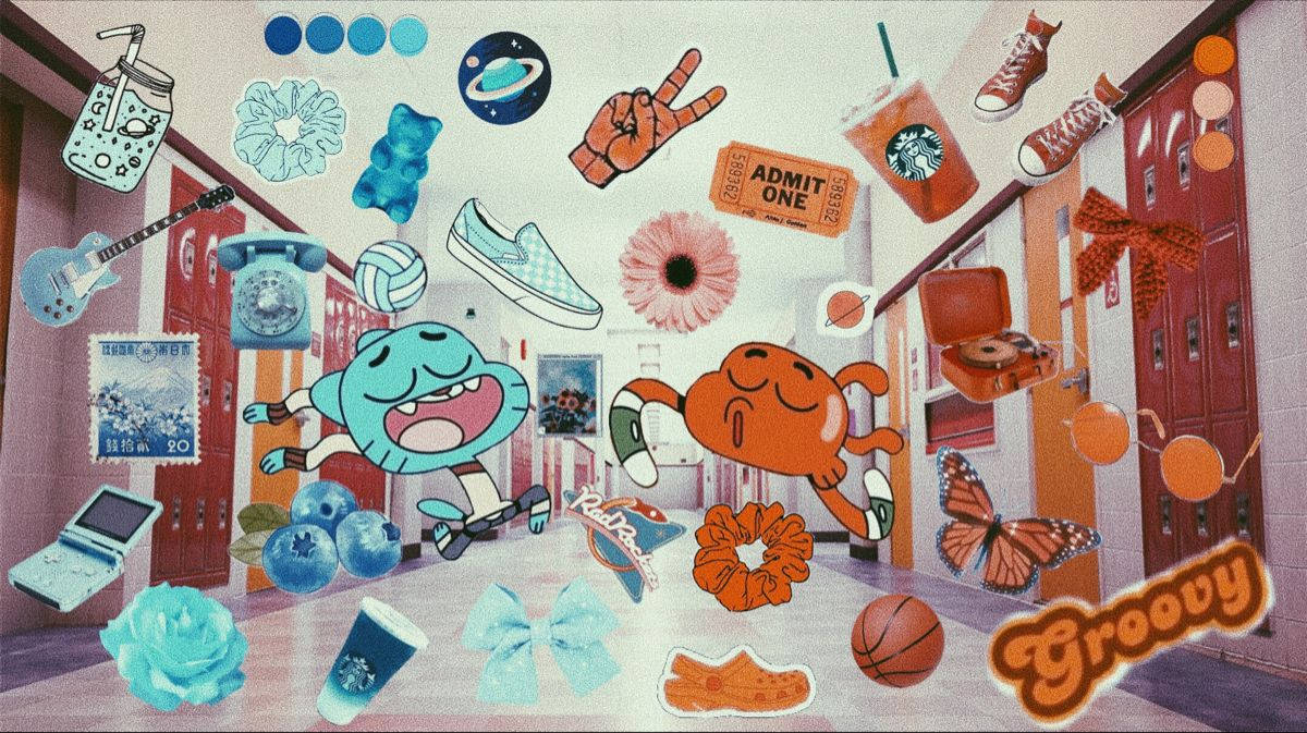 Gumball Darwin-plakkers Esteties Muurpapier
