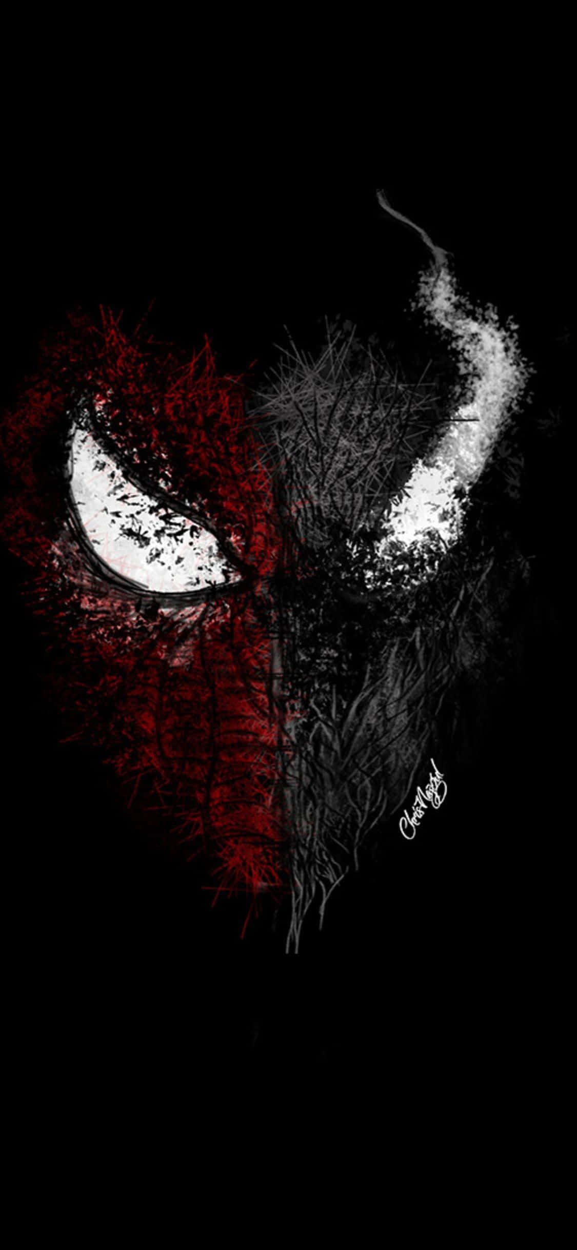 Half Venom En Spinnekopman Abstrak Muurpapier