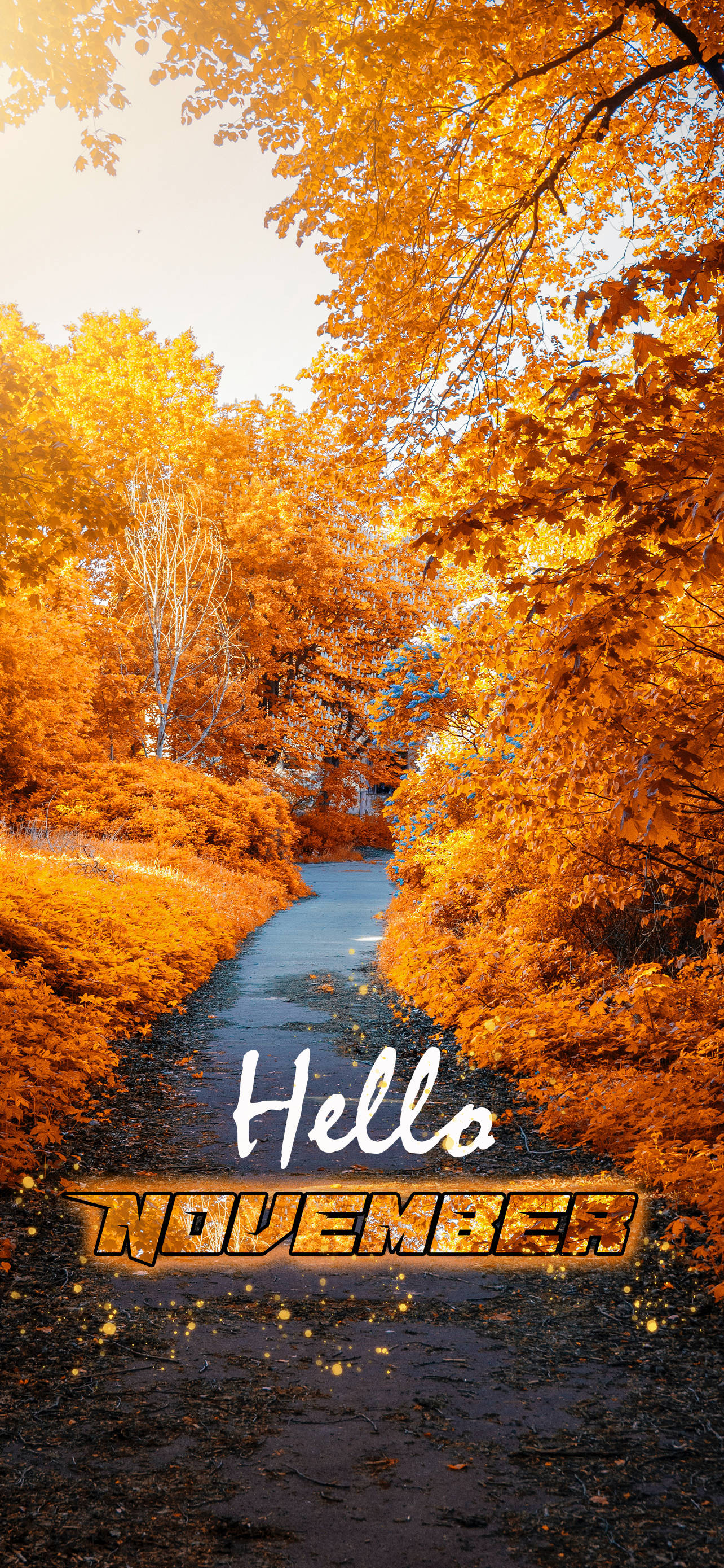 Hallo November Geel Tuinpaadjie Muurpapier