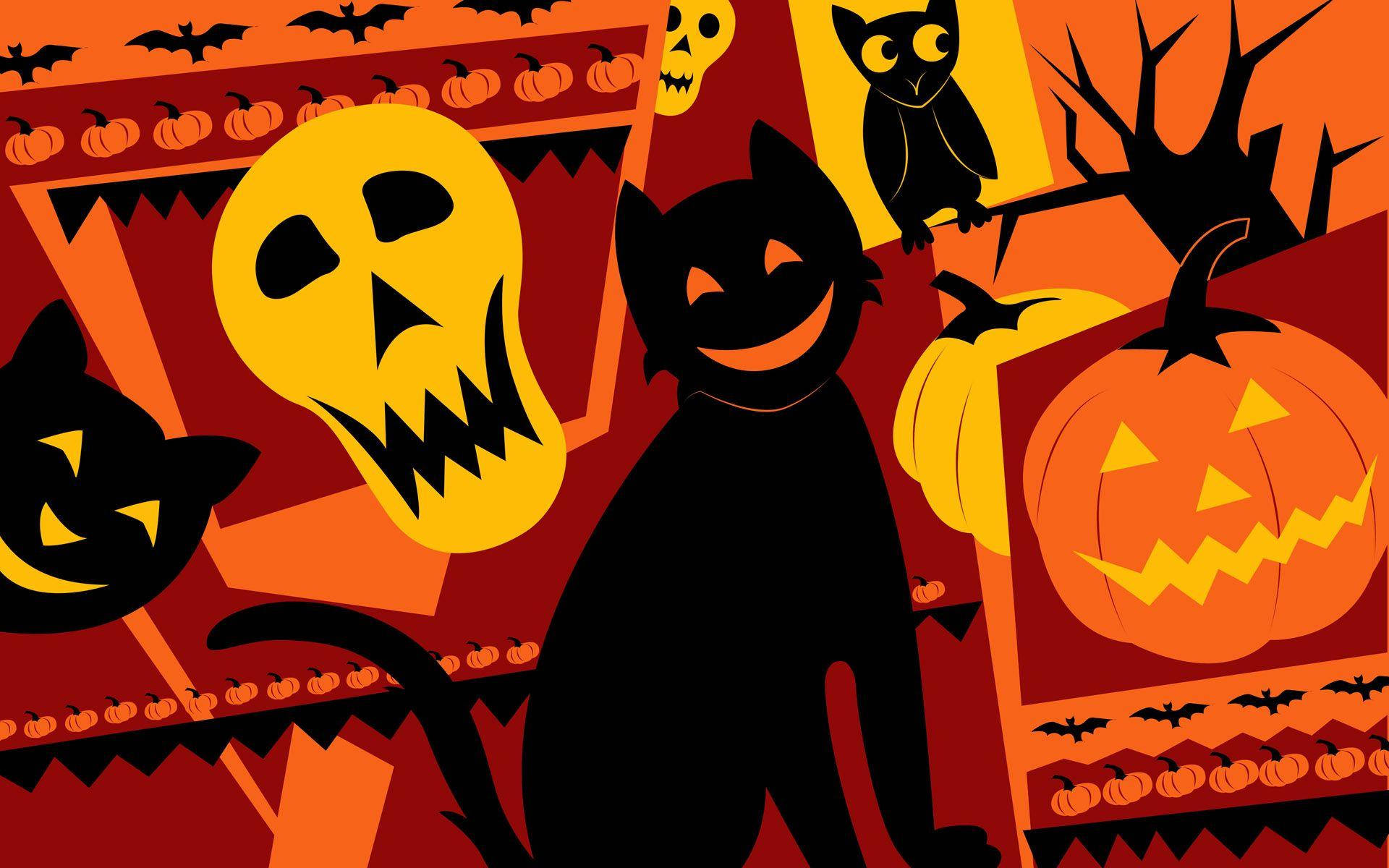 Halloween Doodle Kuns vir Skootrekenaar Muurpapier