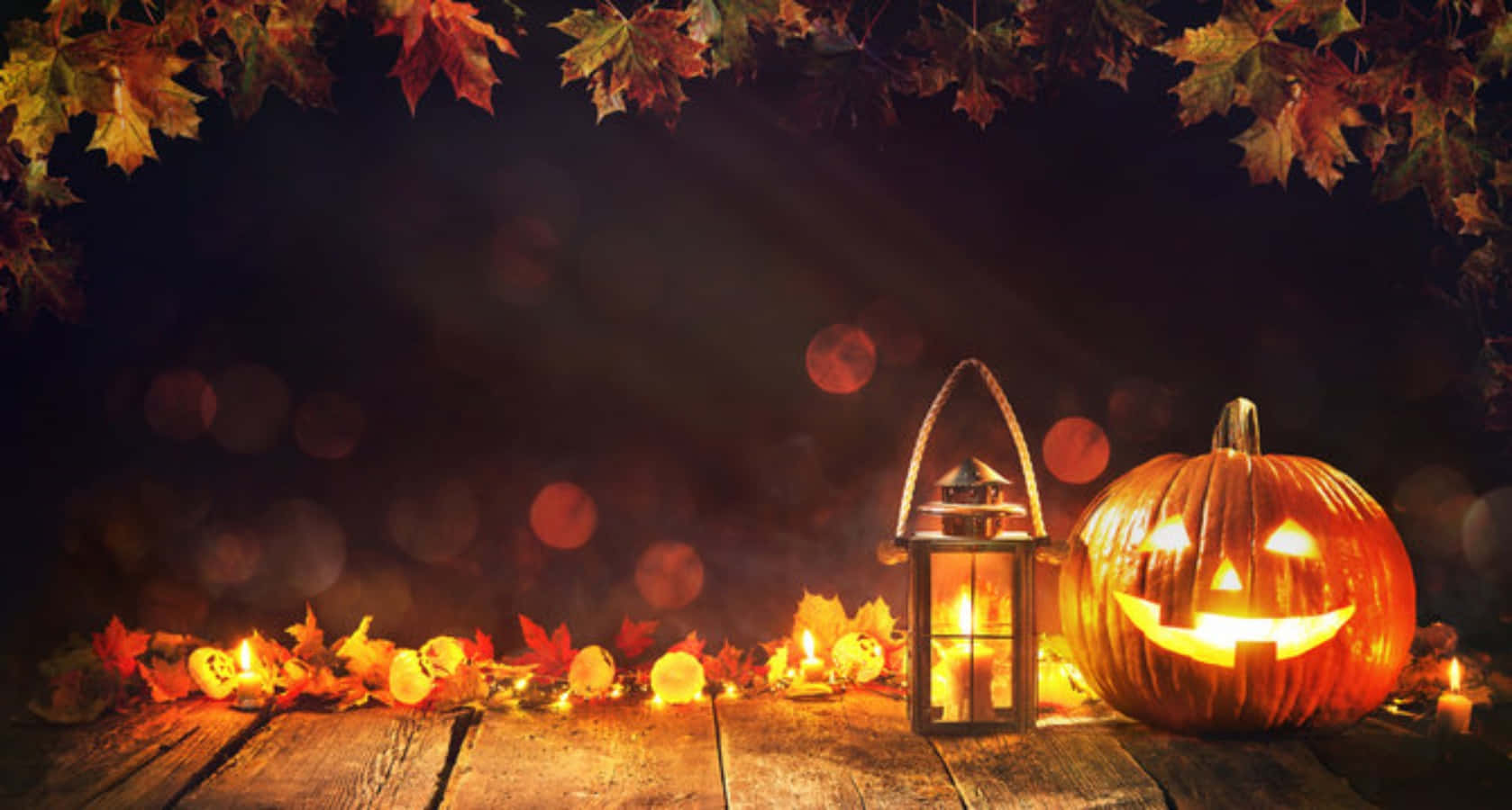 Halloween Herfs Pampoen Lamp Prent Muurpapier
