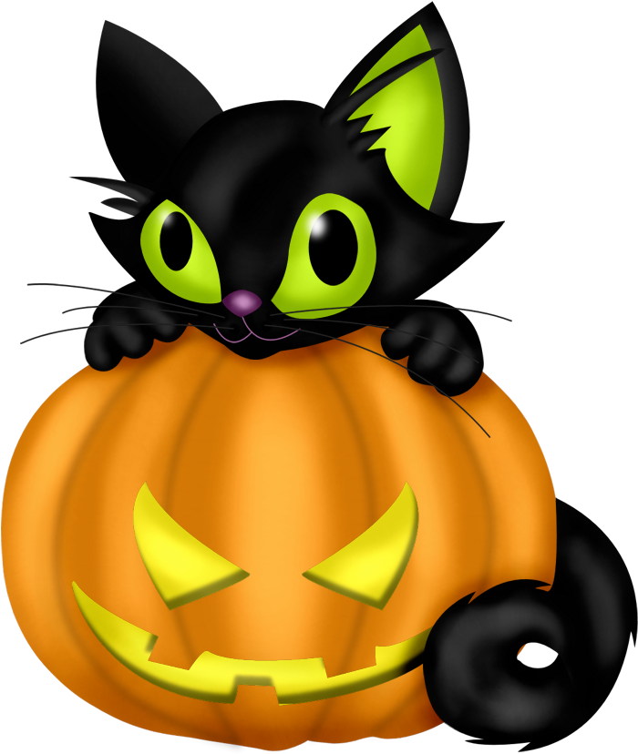 Halloween-kat op Pampoen Muurpapier