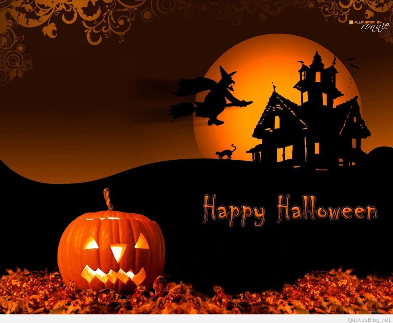 Halloween Oulike Grillerige 3D Pampoen Digitale Prent Muurpapier