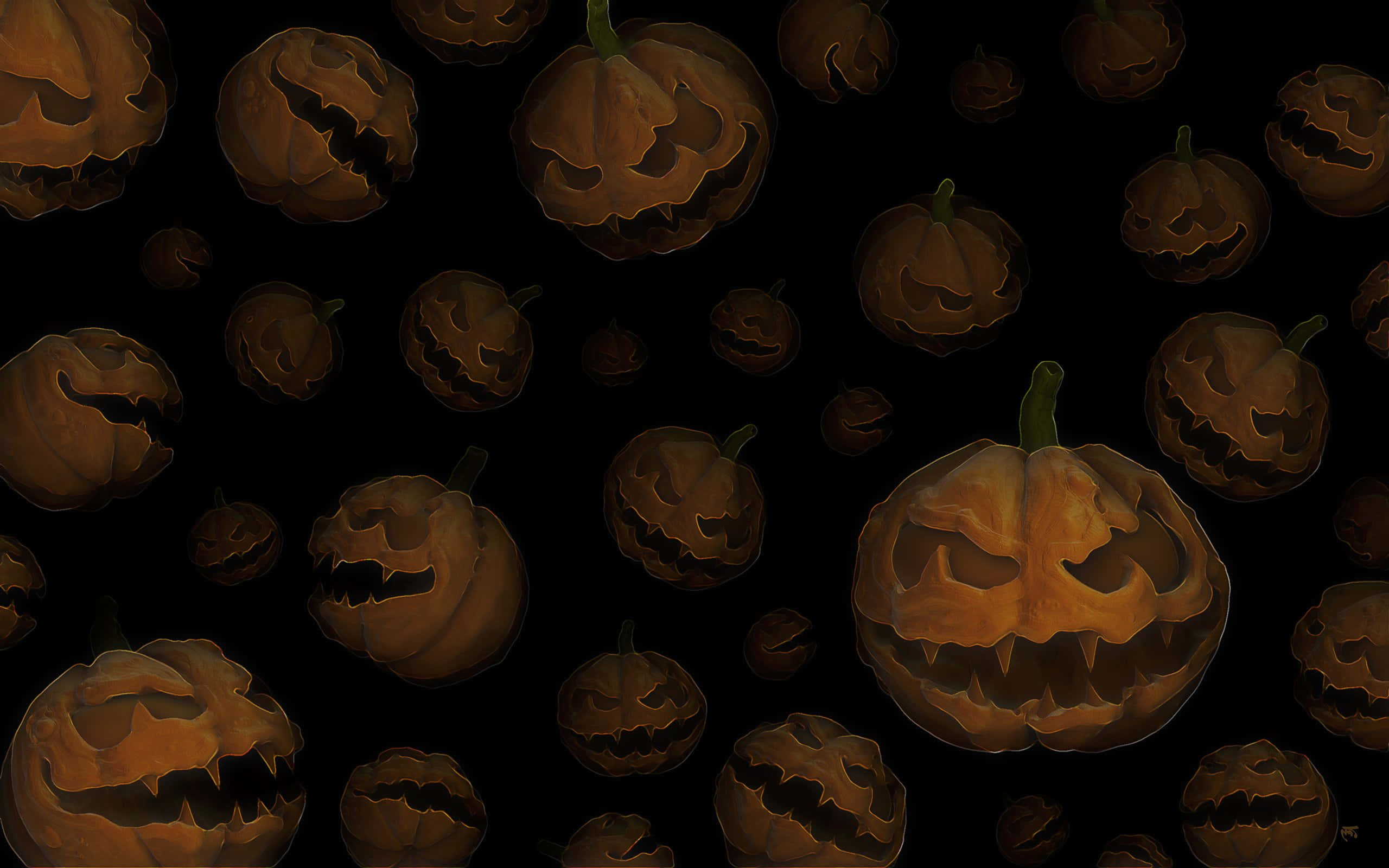 Halloween Pampoen Agtergrond Skrikwekkende Gesigte Muurpapier
