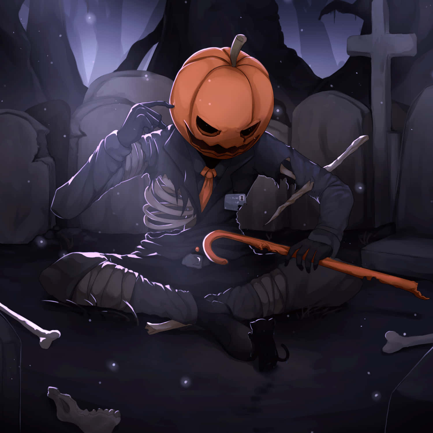 Halloween Pampoen Man Anime PFP Esteties Muurpapier