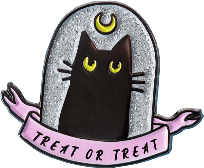 Halloween Swart Kat Treator Treat-kenteken Muurpapier