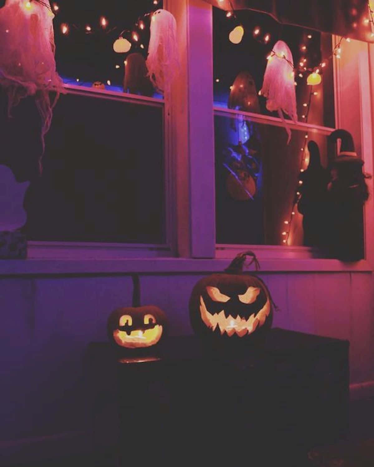 Halloween Tumblr-estetiese Pampoen Huislantern Muurpapier