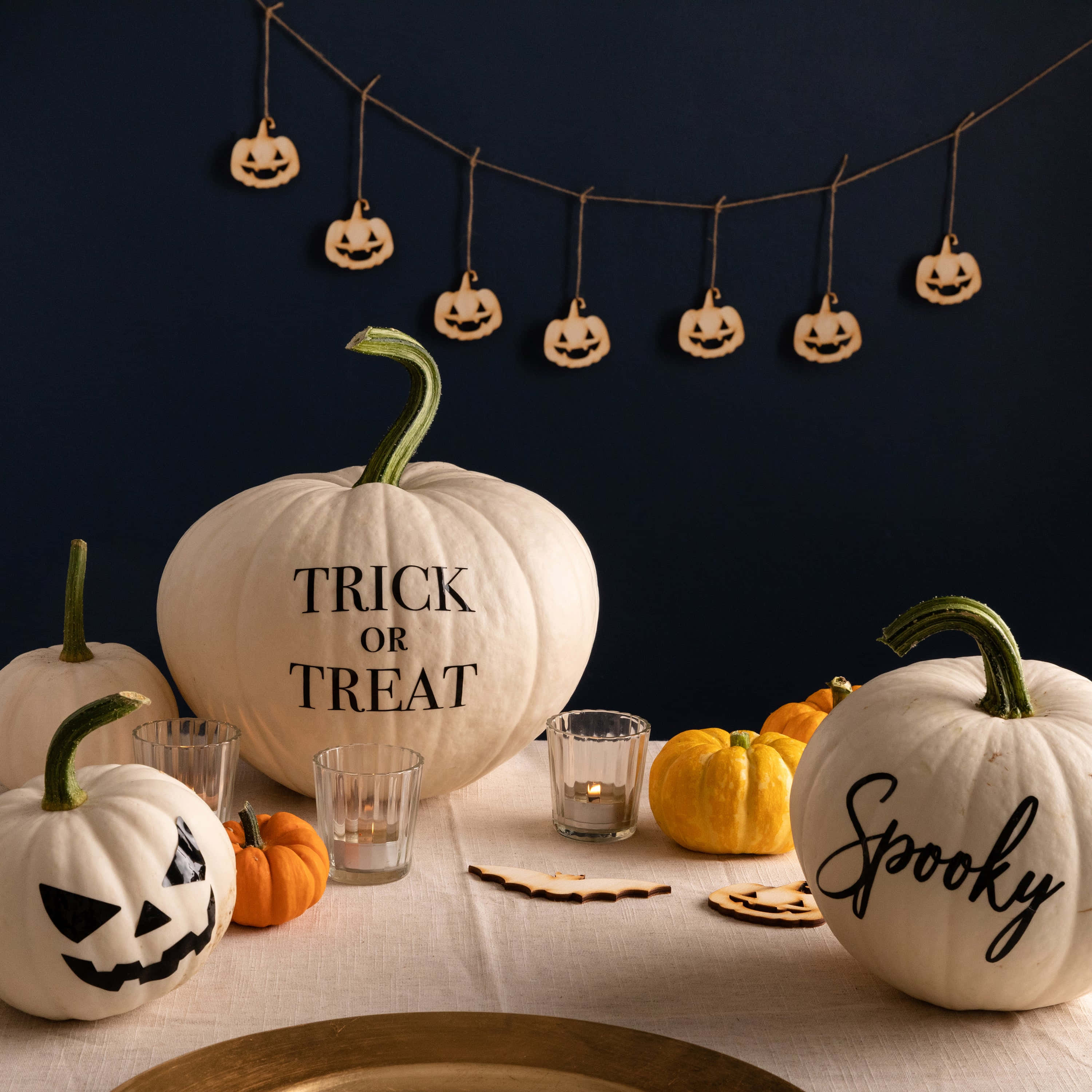 Halloween Wit Oulike Pampoen Prentjie Muurpapier