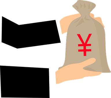 Hand wat 'n jen-geld sak vashou Muurpapier