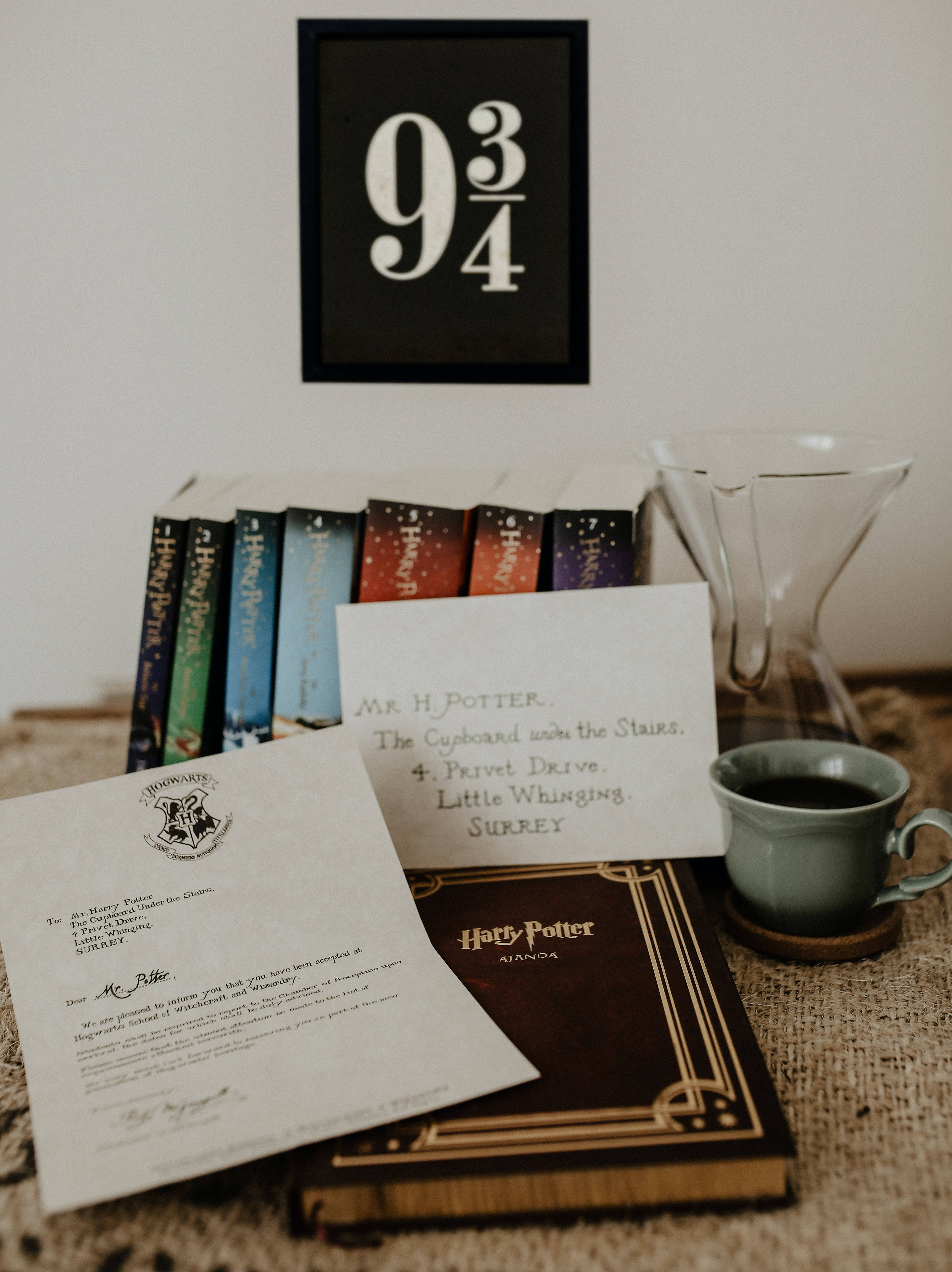 Harry Potter Estetiese Boek en Brief Muurpapier