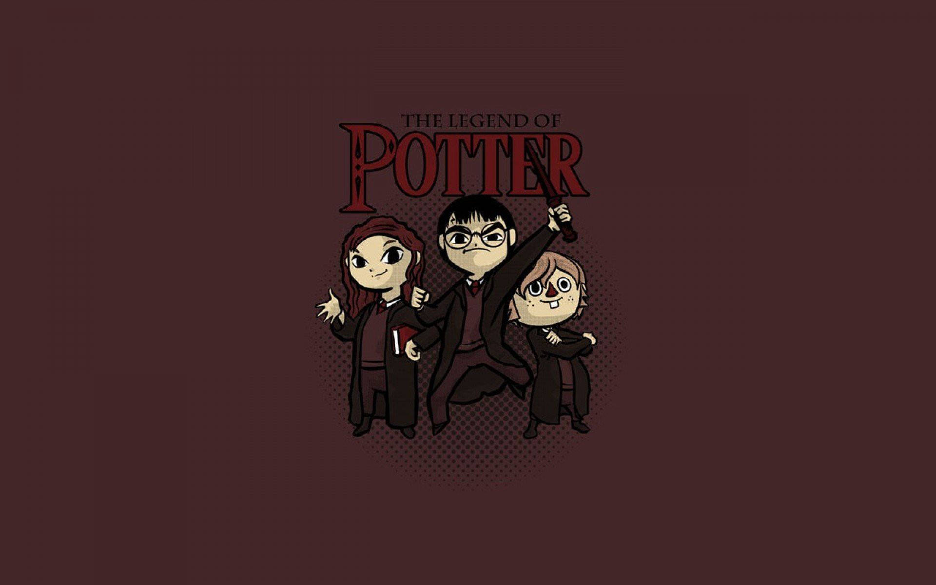 Harry Potter Geanimeerde Goue Drie Muurpapier
