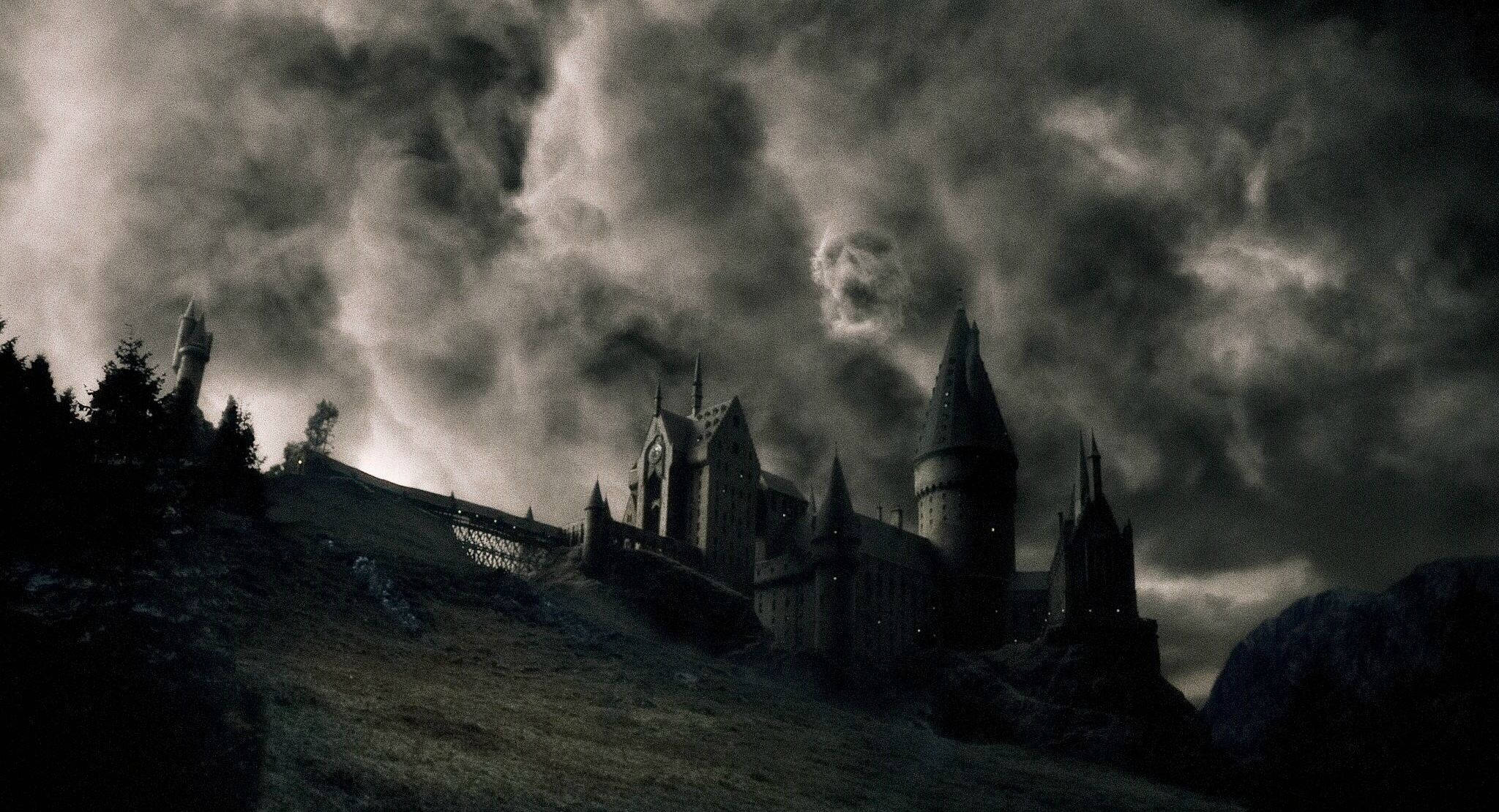 Harry Potter Swart-wit Hogwarts Estetika Muurpapier