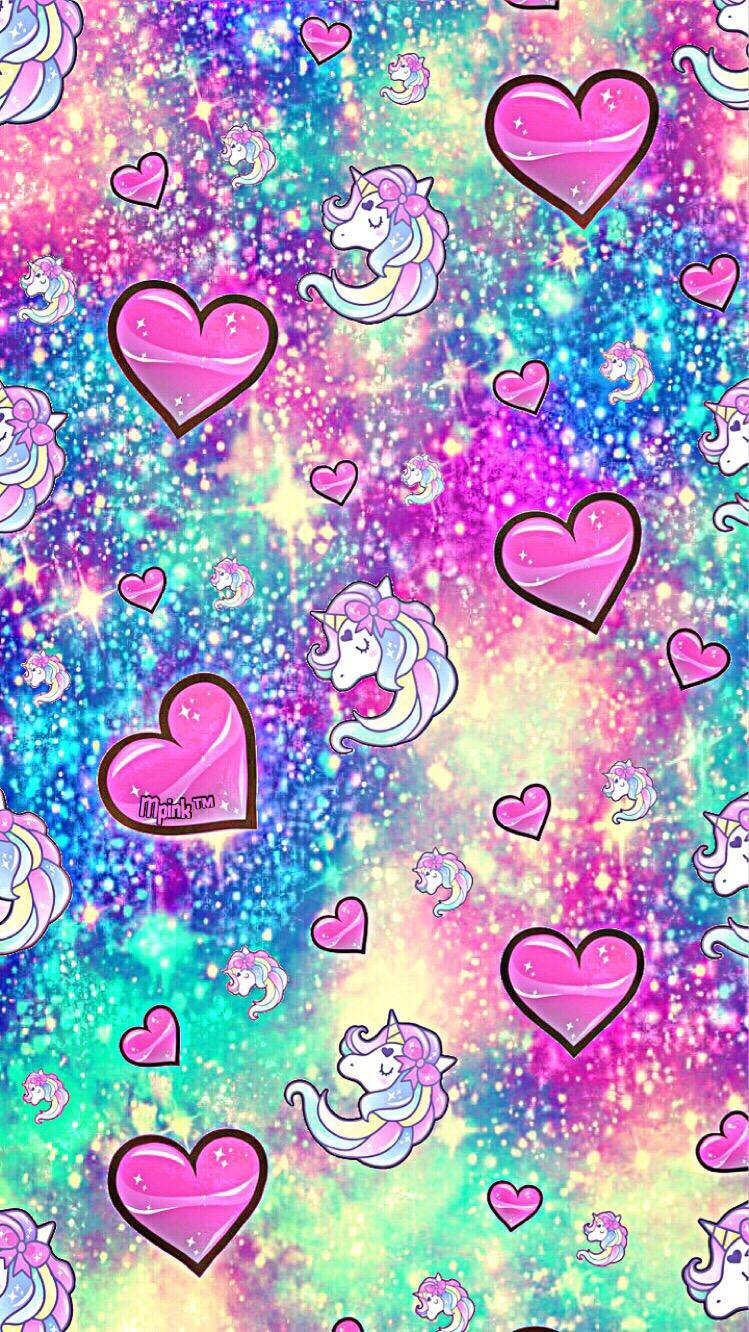 Harte, Glitter, En Eenhorings Muurpapier