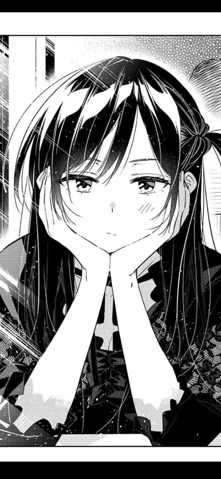 Hartseer Anime Meisie Swart en Wit Manga Strook Muurpapier