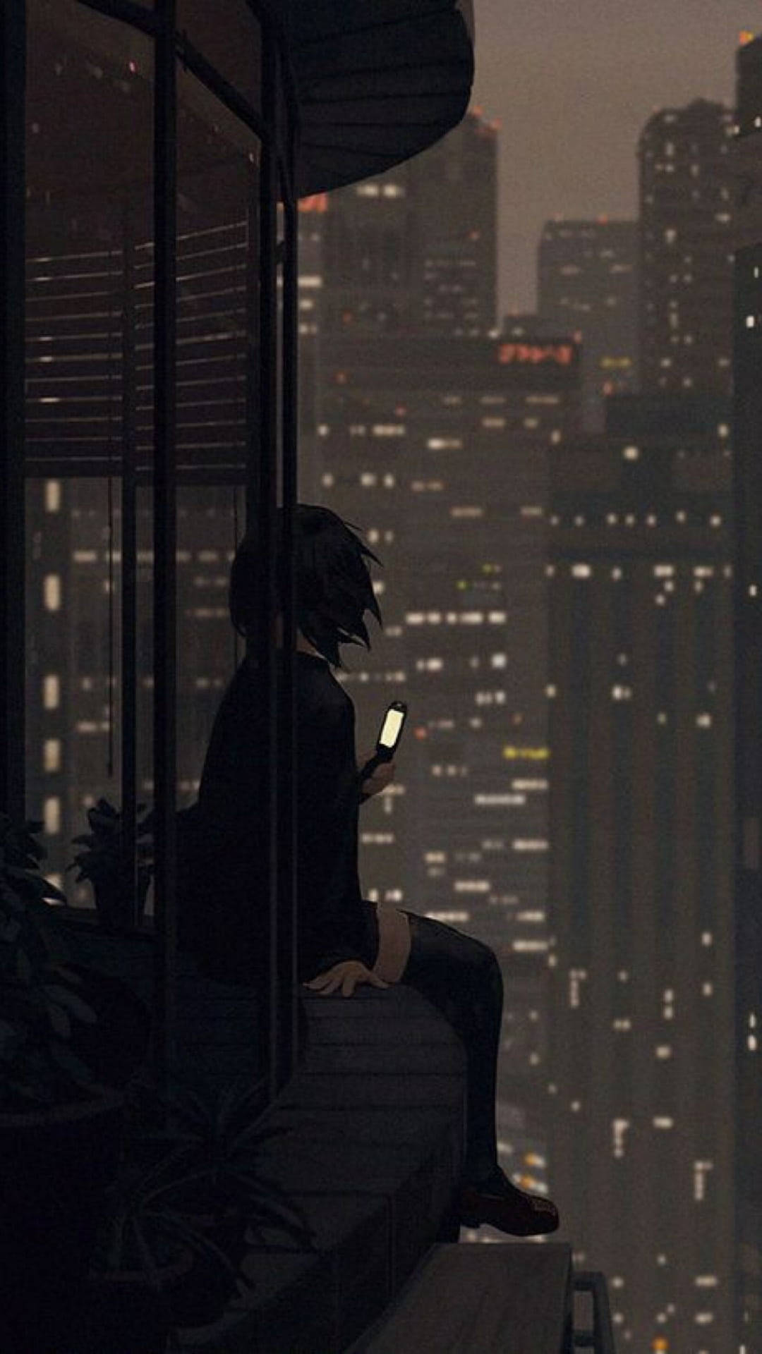 Hartseer Anime Stadligte Estetika Muurpapier